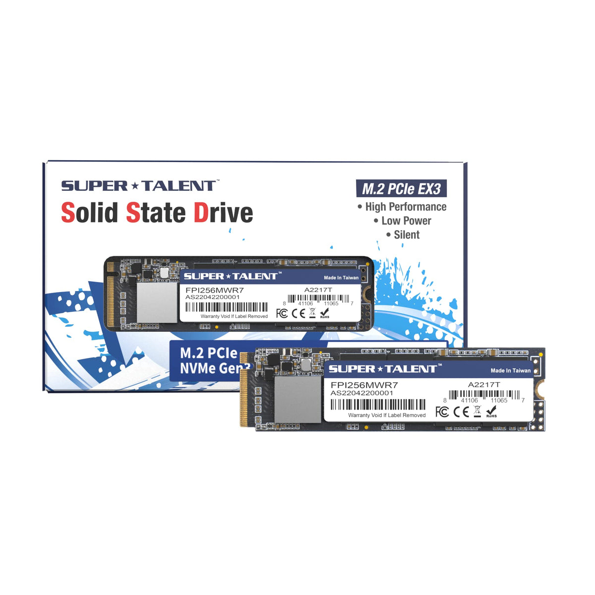 Super Talent M.2 PCIe NVMe EX 256GB FPI256MWR7 PCIe Gen 3X4
