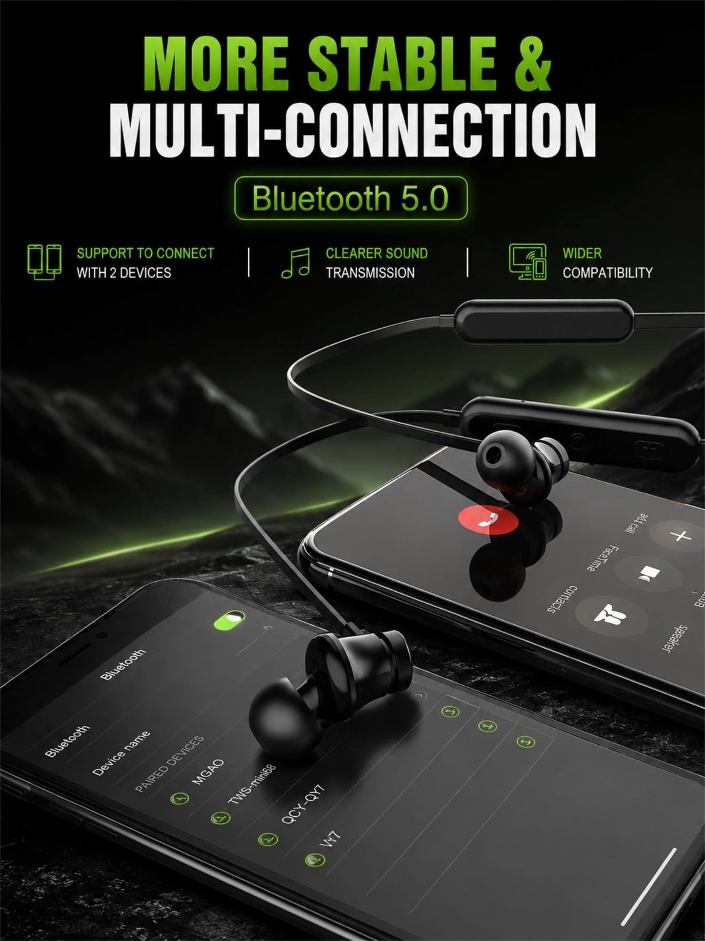 KLOKOL Bluetooth Headphones Neckband 20Hrs Playtime V5.0 Wireless Headset Sport Noise Cancelling Earbuds w/Mic for Gym Running Compatible with iPhone