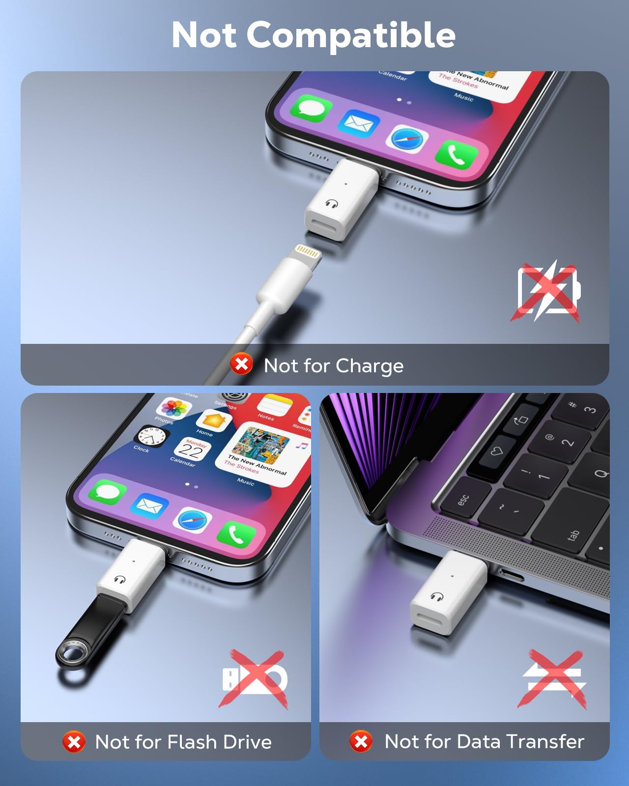 MoKo Lightning to USB-C Audio Adapter - Not for Microphones/Charging/Data Transfer, USB C Male to Female Lightning Headphone Earphone Adapter