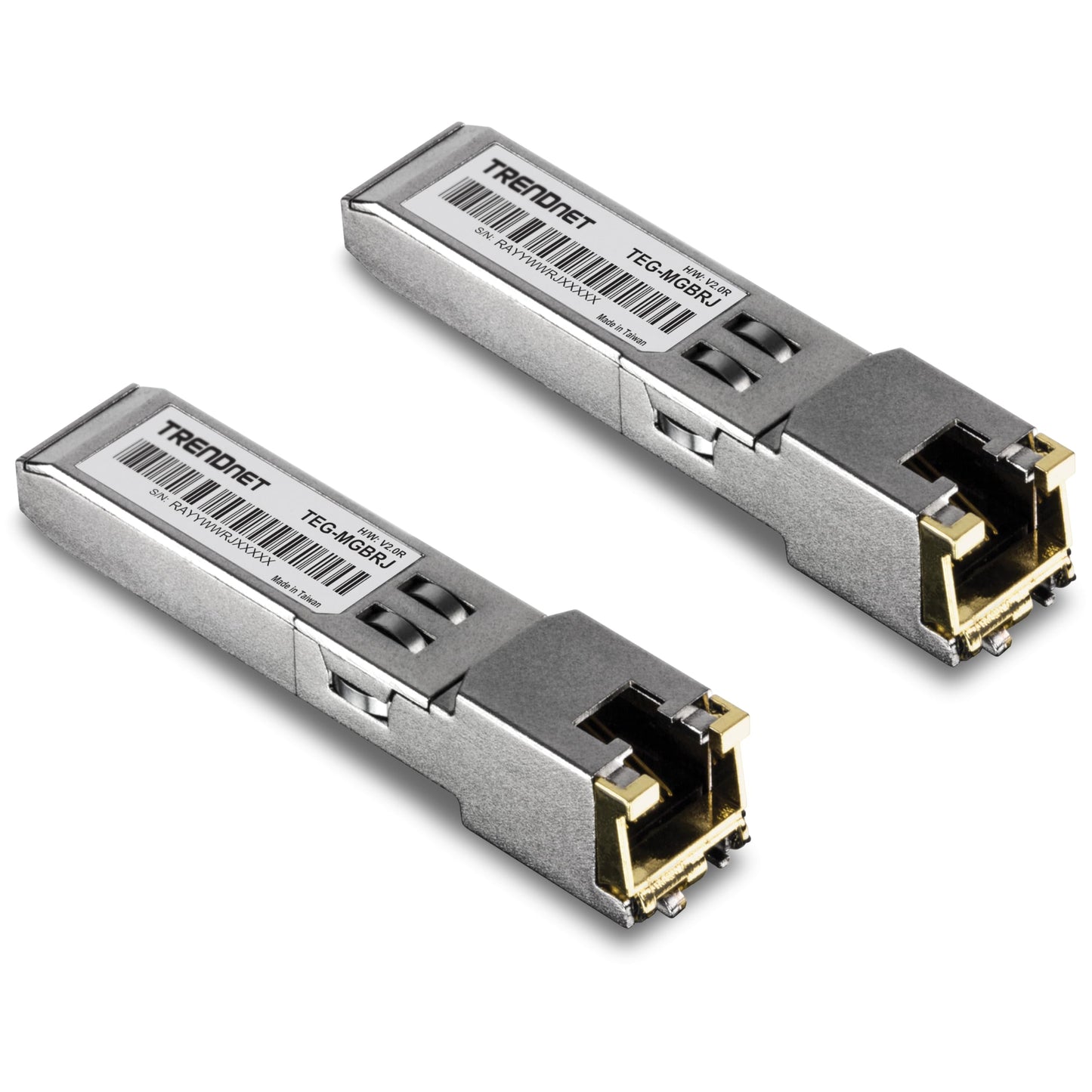 TRENDnet 2-Pack 1000BASE-T RJ45 Copper SFP Modules,TEG-MGBRJ/2, NDAA + TAA Compliant, Transmission Distance up to 100m (328 ft.), Hot Pluggable, IEEE