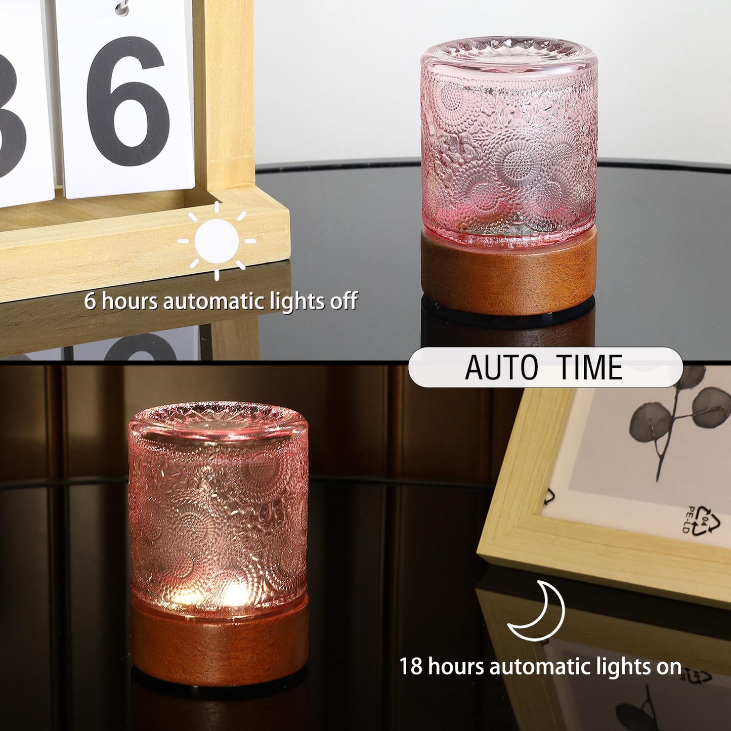 CZSHCKJYXGS Small Battery Operated Light with Timer,Adult Night Lights for Bedroom,Mini Lamp for Lndoor Use in Bathroom, Hallway,Glass Light Lamp