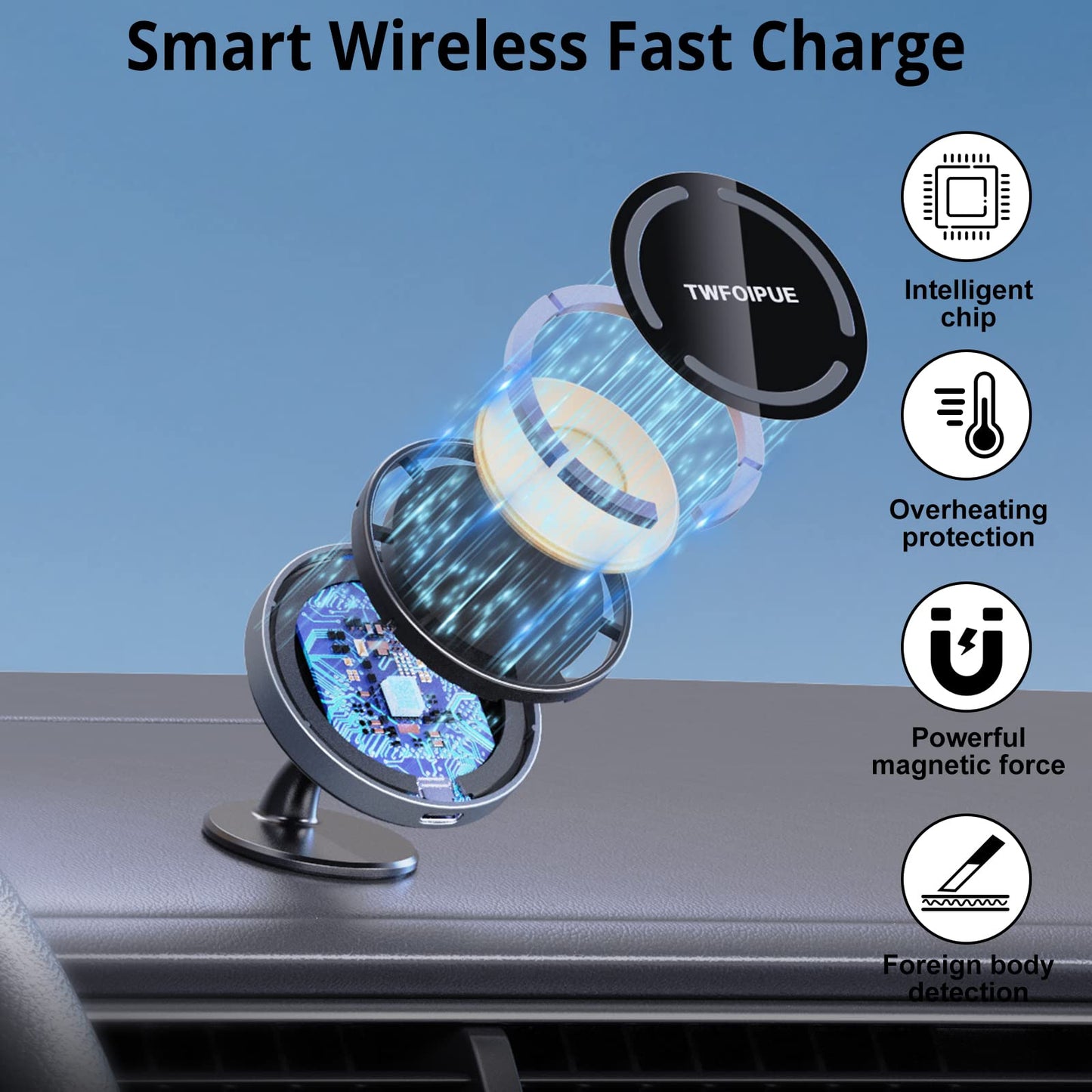 Magnetic Wireless Car Charger Mount Compatible with Magsafe iPhone14 /iPhone 13/ iPhone 12/12 Mini/12 Pro/12 Pro Max, 15W Fast Charging Air Vent