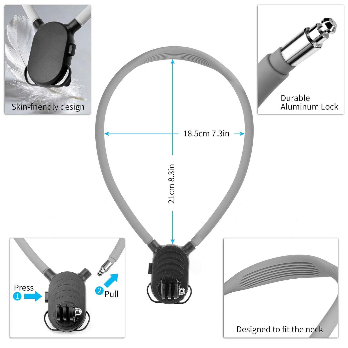 SOONSUN Flexible POV Neck Mount with Chest Strap, Hands-Free Bendable Camera Mount for GoPro Hero 13/12/11/10/9/8/7/6/5/4/MAX, DJI Osmo Action 6/5/4