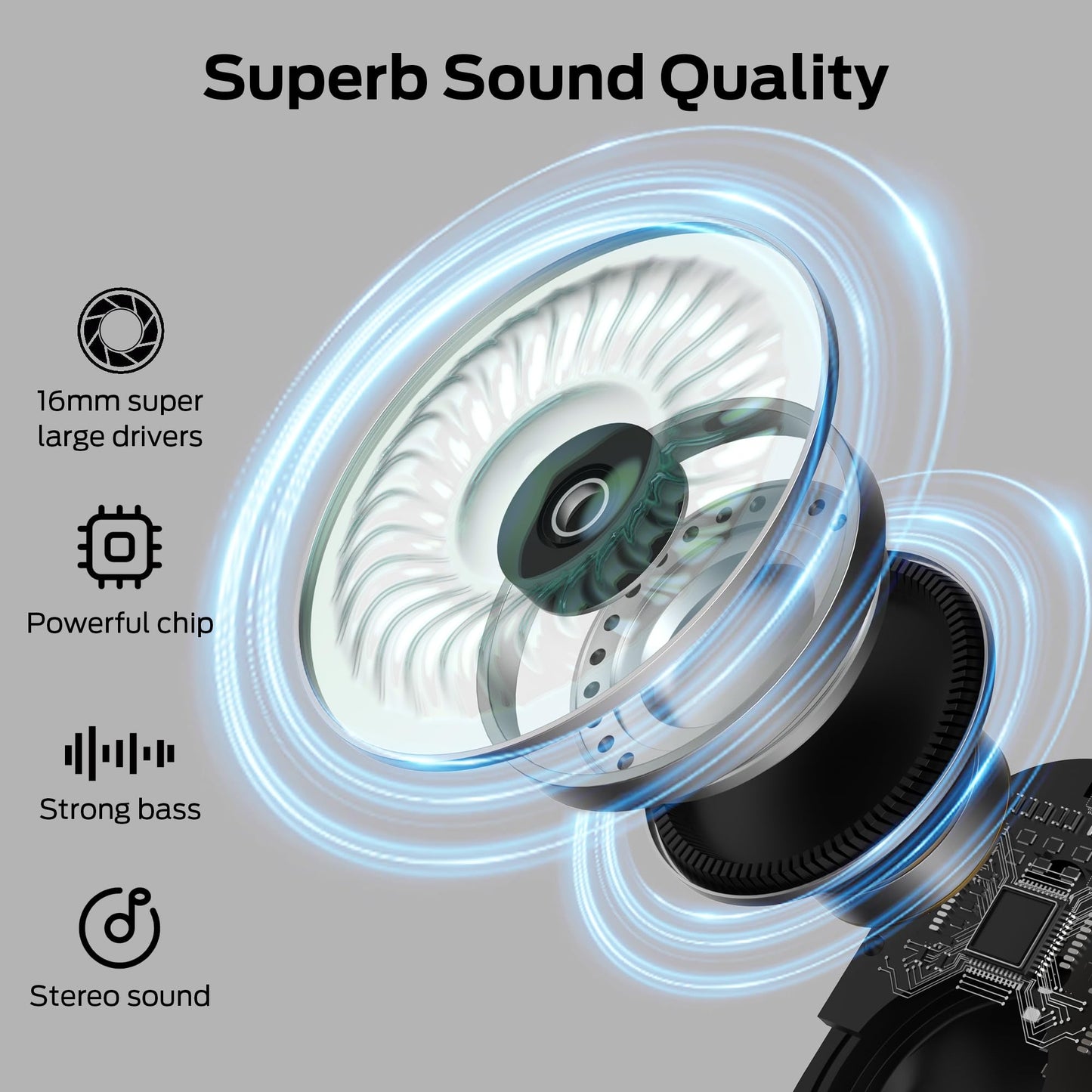 Monster Open Free AC100 Open Ear Bluetooth 5.3 Headphones, Wireless Earbuds with Earhooks, Immersive Stereo Sound by 16mm Large Driver, Clear Calls