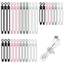 32Pcs Silicone Cable Ties, Data Cable Organizer Silicone Cable Straps Cord Ties Wrap Reusable Wire Organizers Elastic Cables Cord Management