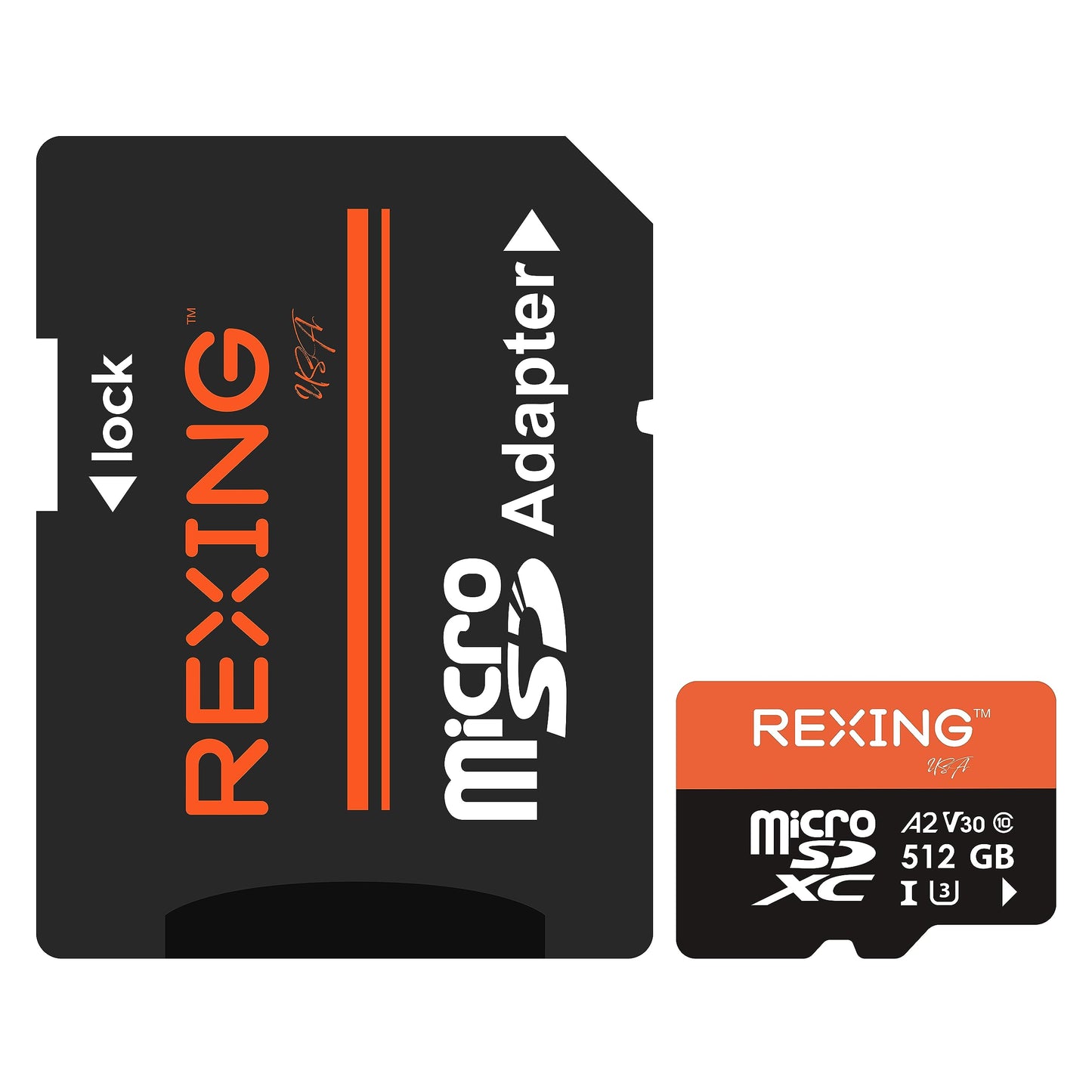 RexingUSA 512GB MicroSD Card - 512GB Memory Card for Dash cam, Class 10, A2, V30, U3, 4K Video Recording, UHS-3, High-Speed Card