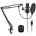 YOTTO USB Microphone Kit 192KHZ/24BIT Plug & Play Computer PC Microphone Studio Streaming Cardioid Mic with Boom Arm Shock Mount Pop Filter for