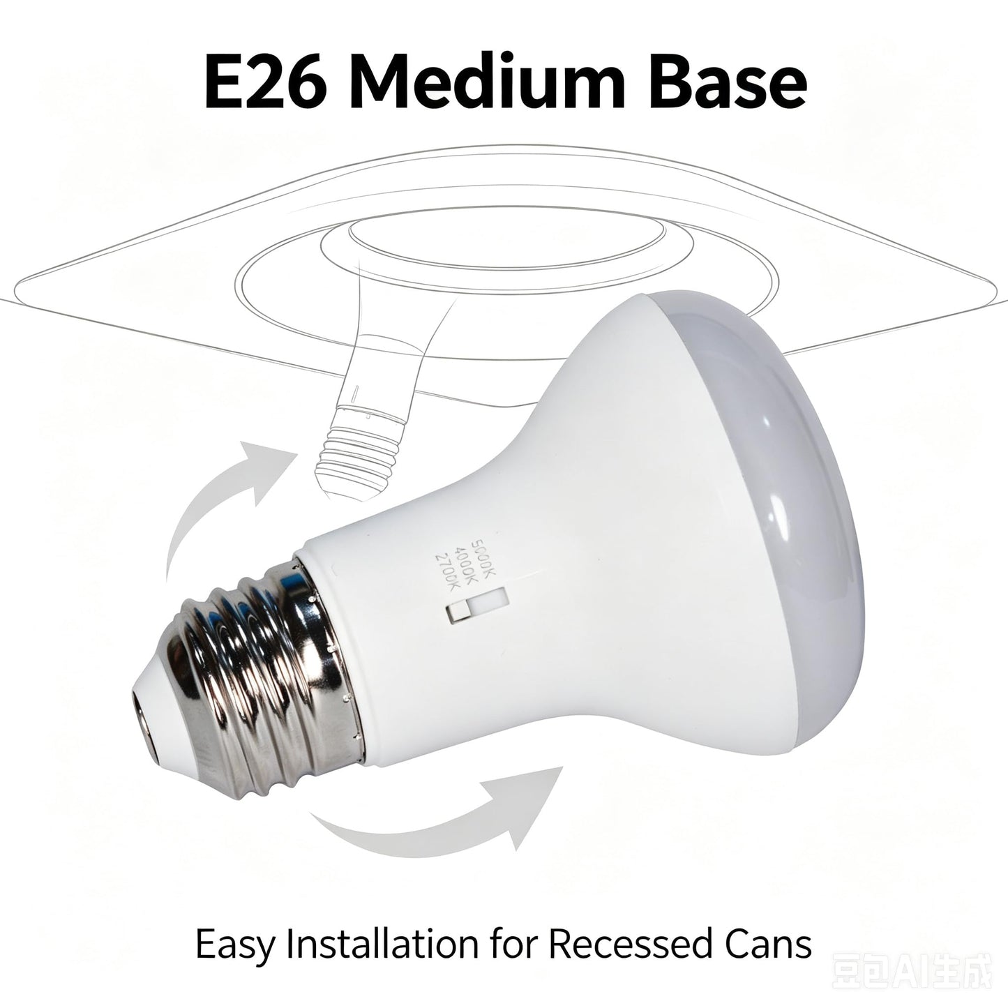 yayutelight 10 Pack 3CCT BR20 LED Bulb, Warm White 2700K LED Dimmable 4000K 5000K BR20 50 Watt 60W Replacement 8W Floodlight LED Bulbs Medium Base
