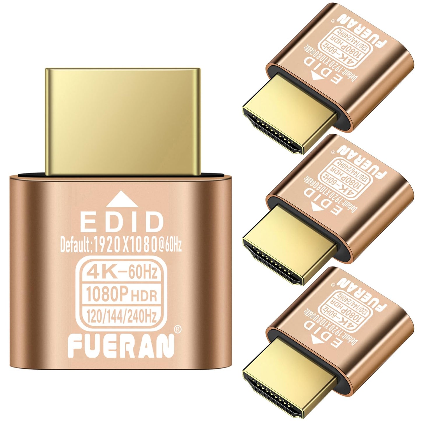 FUERAN HDMI Dummy Plug HDR 4K@60Hz 2K@120/144Hz 1080P@120/144/240Hz?edid Emulator Virtual Display Adapter,hdmi Headless