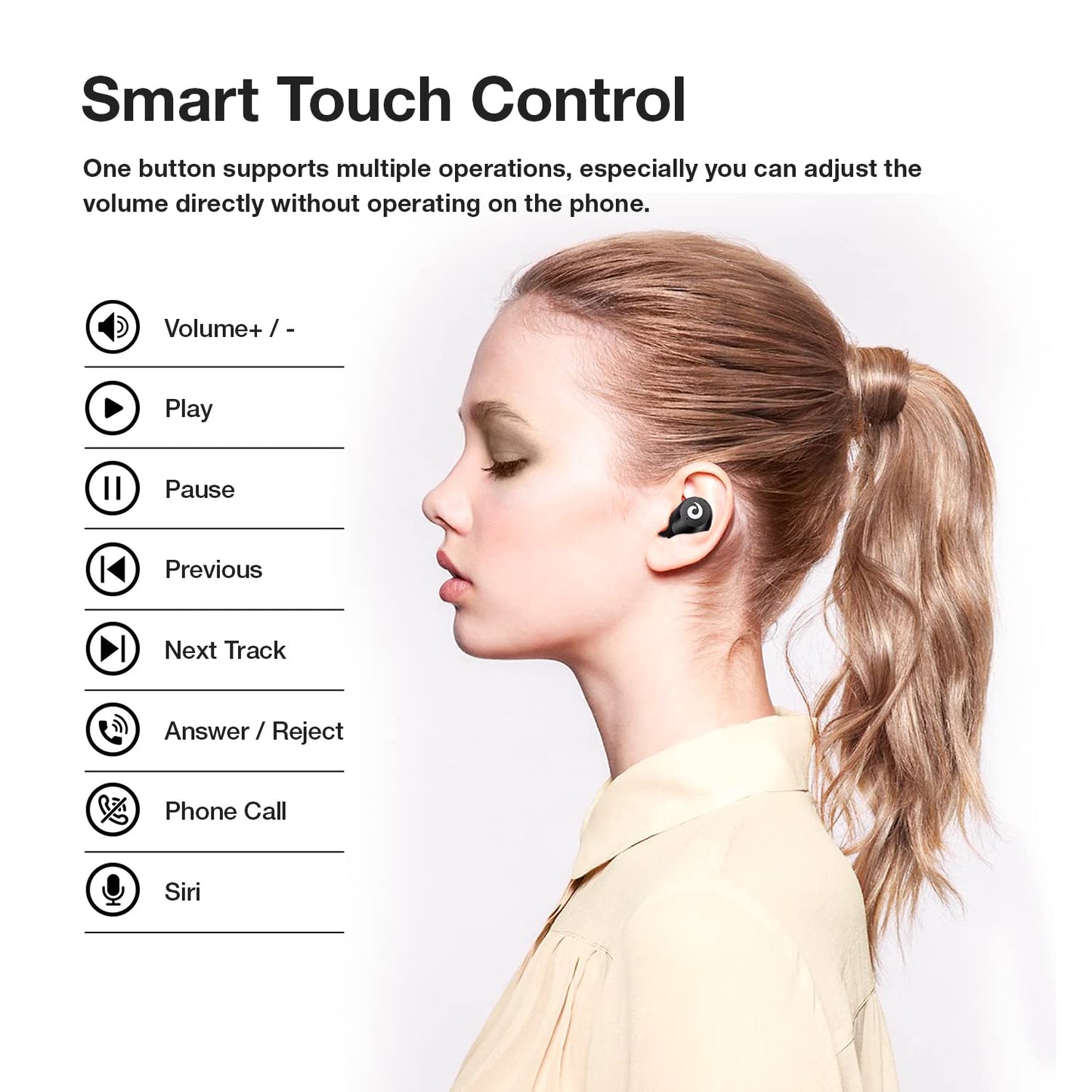 Hikapa X9 Wireless Earbuds Bluetooth 5.3 Headphones Waterproof Stereo Earphones in Ear Touch Control with Microphone Headset with Deep Bass for Sport