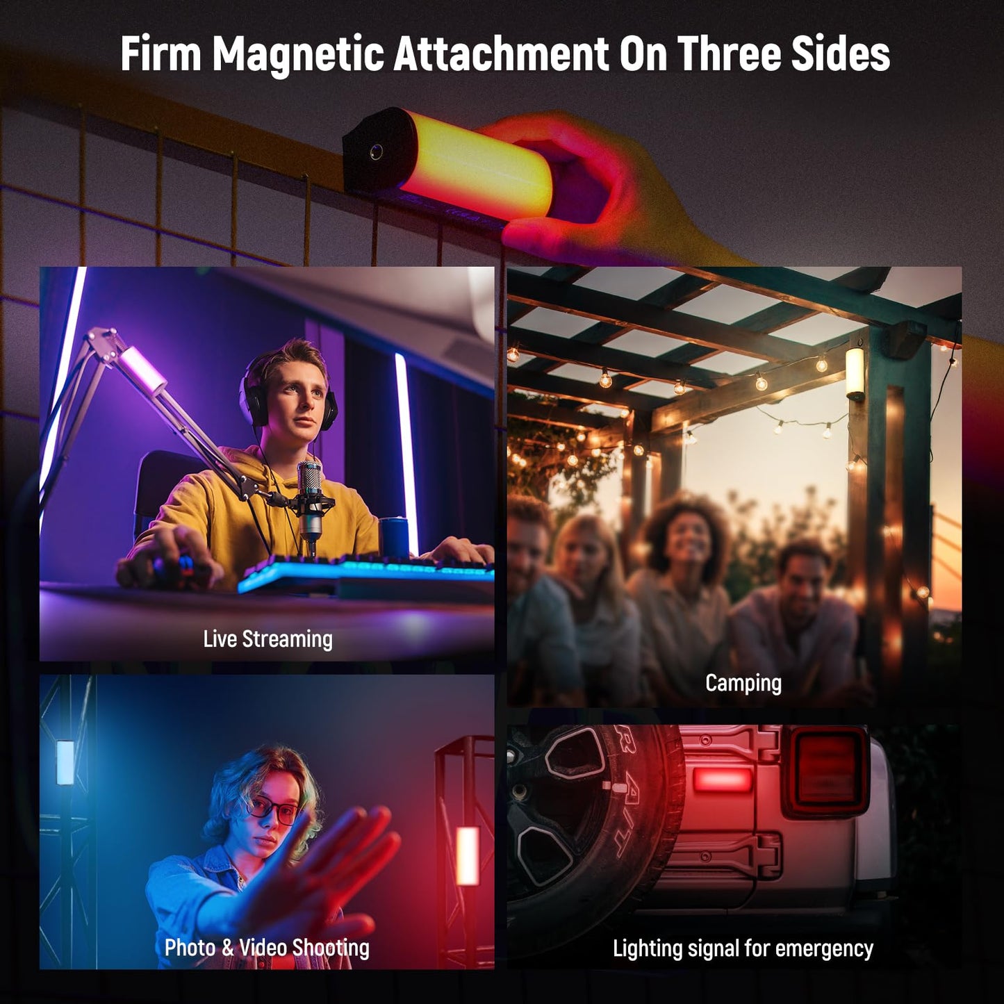 NEEWER Basic Magnetic Handheld Light Wand with Desk Tripod, 360° Full RGB Mini LED Video Tube Light Stick, 2500mAh Battery 2500-8500K Dimmable