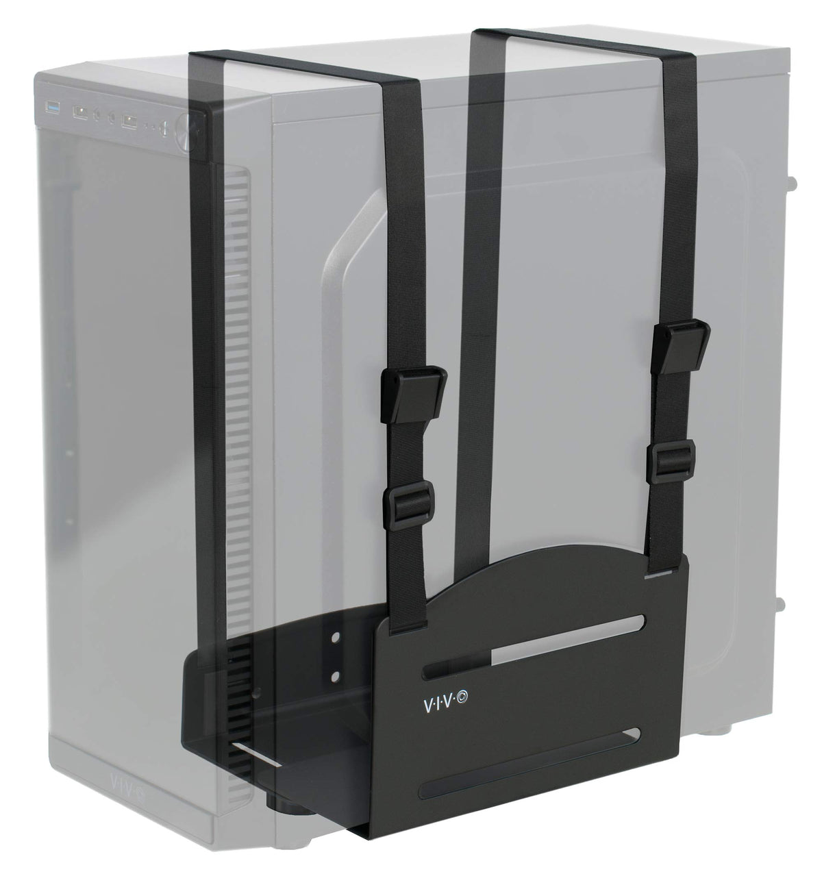 VIVO Black Universal PC Wall Mount with Straps, MOUNT-PC03V