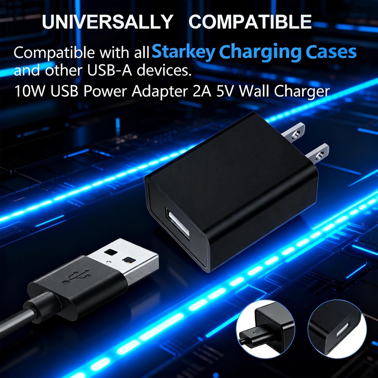 Wall Charging Power Adapter for Starkey Hearing Aids - Compatible with Premium, Standard & StarLink 2.0 Chargers | 5V 2A Power Adapter