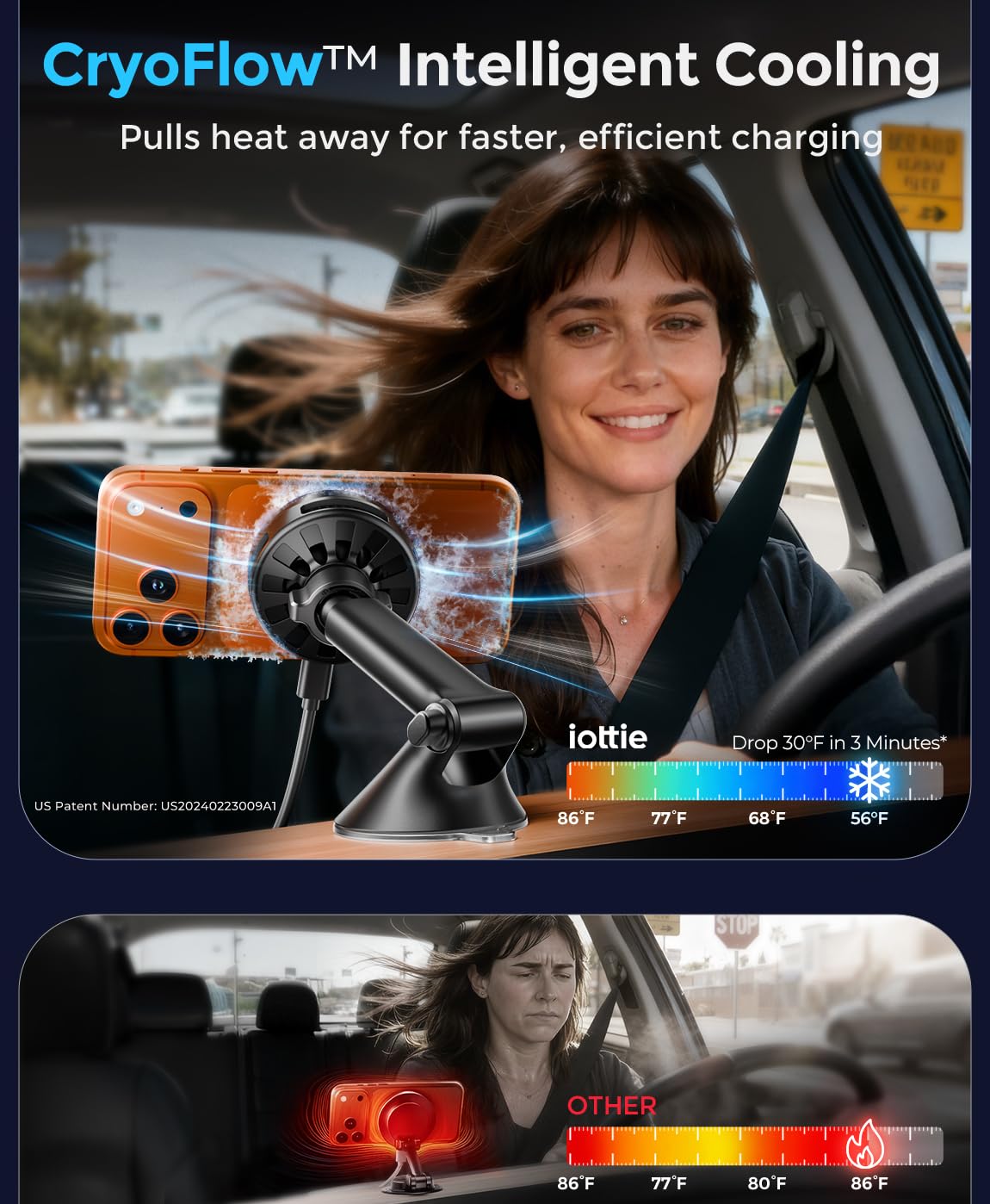 iOttie Velox Pro Qi2.2 25W Fast Charging Magnetic Wireless Car Charger, Dash & Windshield Mount, Built-in Fan Cooling, for iPhone 12/13/14/15/16/17