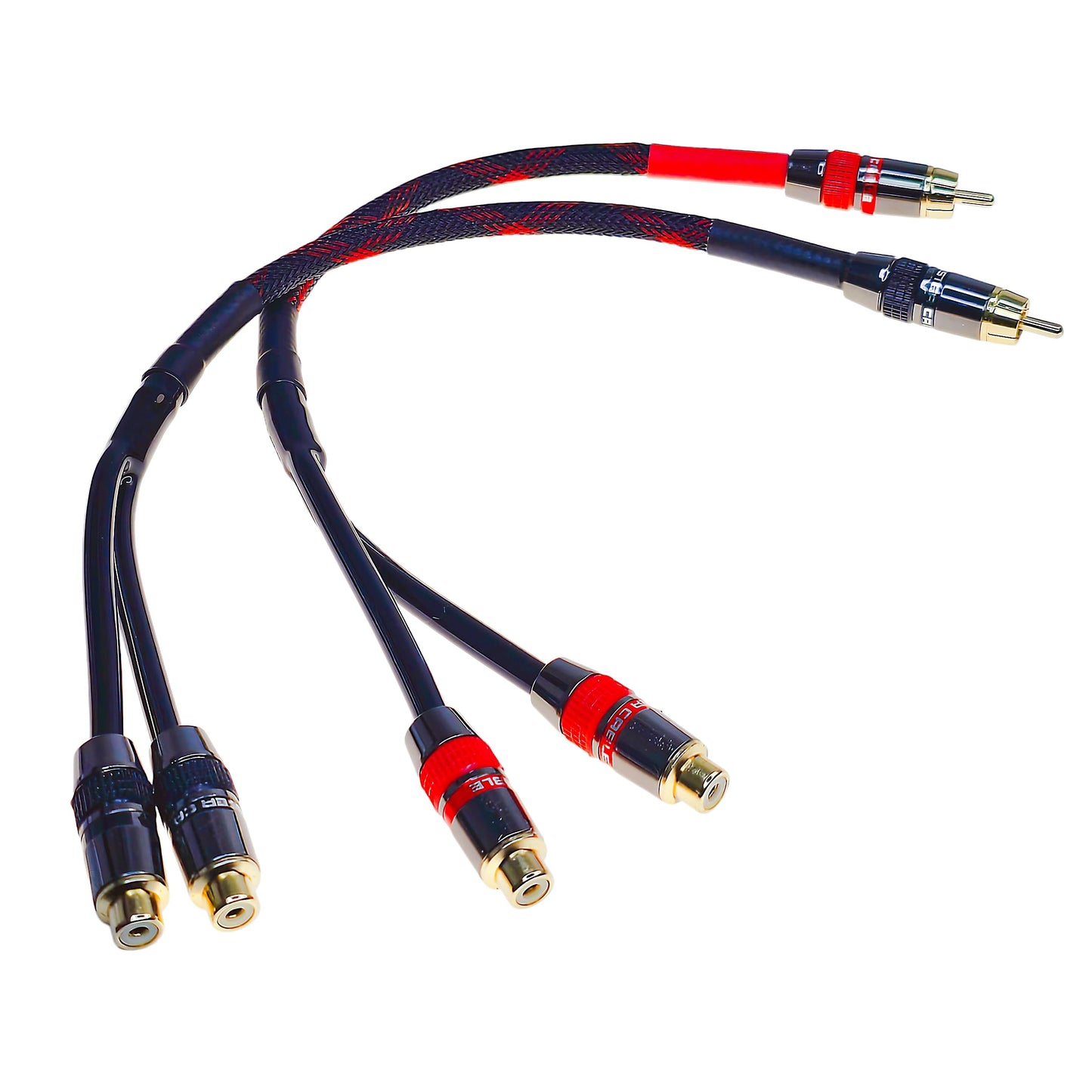 CDPMWVC 1ft RCA Y Splitter Cable 1 Male to 2 Female, Gold Plated Shielded Audio Cable for Subwoofer, Amplifier and Home Theater (2-Pack)