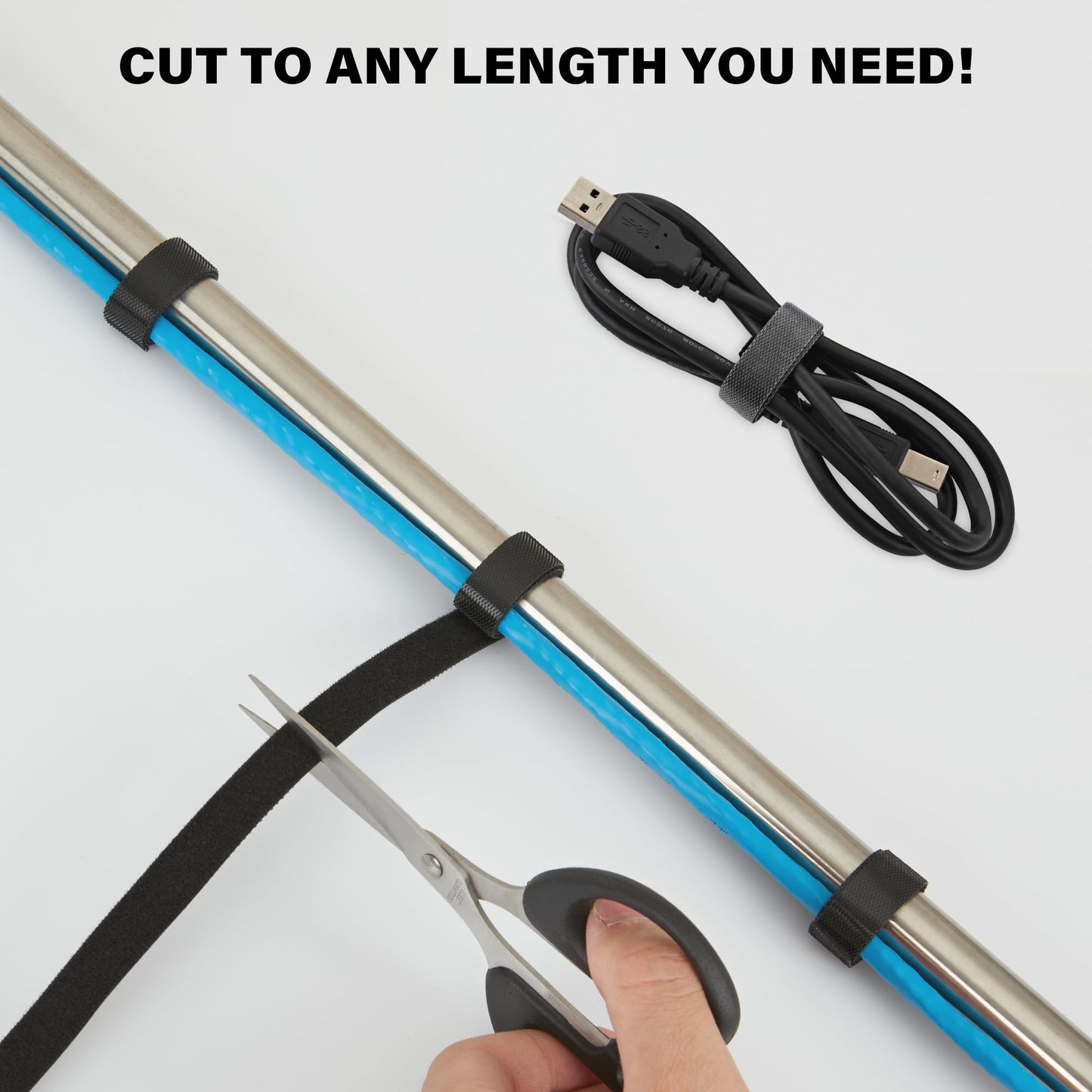 144 ft x 1/2 inch Hook and Loop Roll, Reusable Fastening Cable Ties, Multi-Purpose Cable Management Wire Ties Cable Straps for Organizing Home, Office