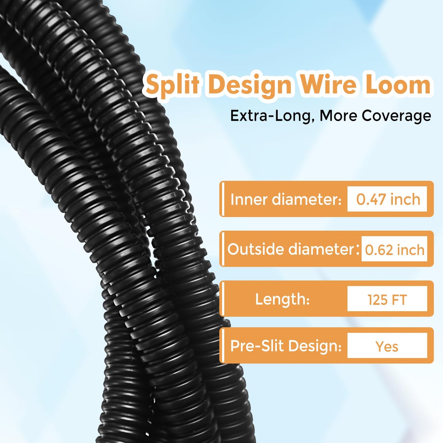 Automotive Wire Loom Flame Retardant Split Wire Loom Tubing Assortment Wiring Loom Kit Plastic Cover Electrical Covering Conduit Protective Wire Wrap