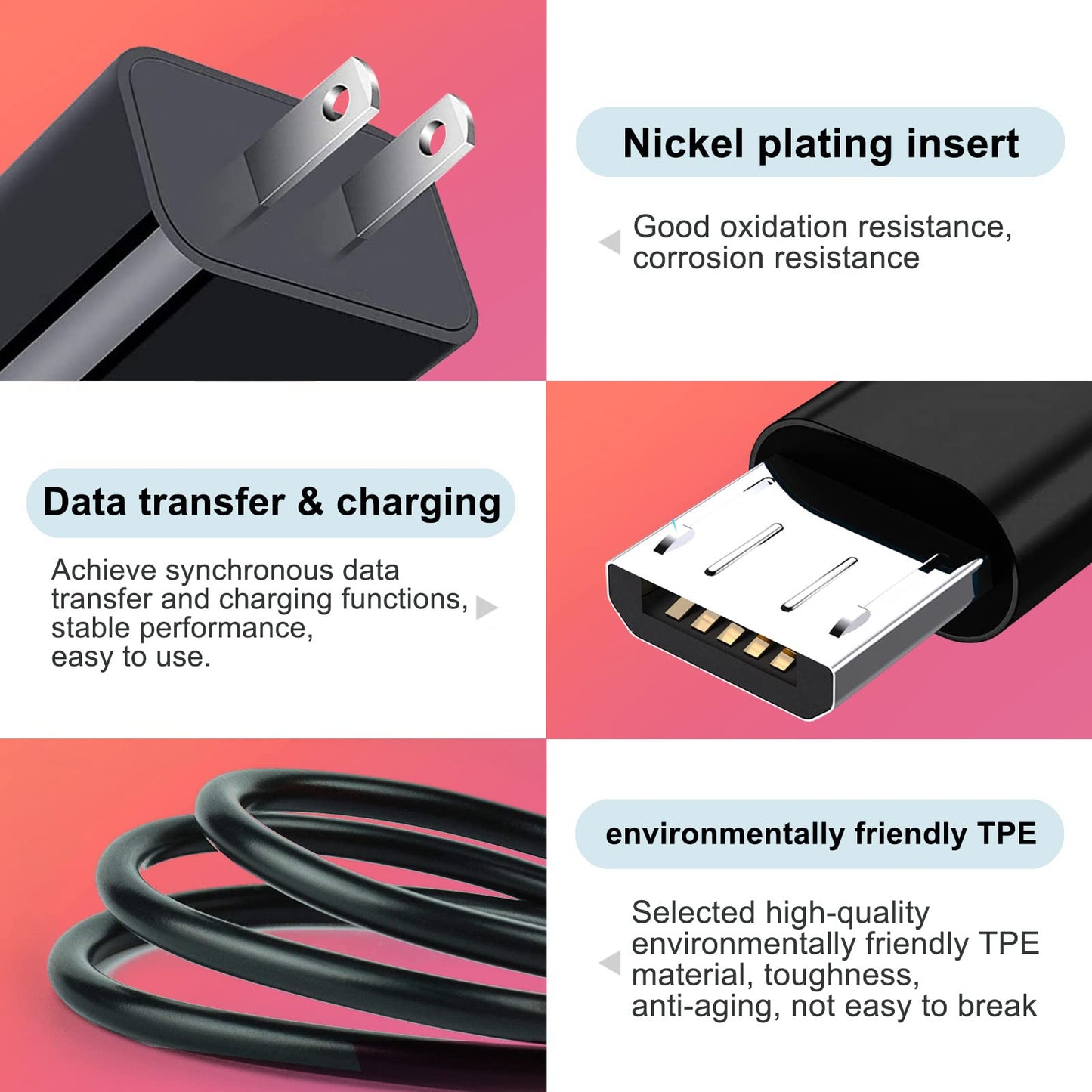 ycwwzzh AC Adapter Wall Charger &5ft Micro USB Charging Cable Cord Compatible for Freestyle Libre, Freestyle Libre 2, Freestyle Libre 14 Day…