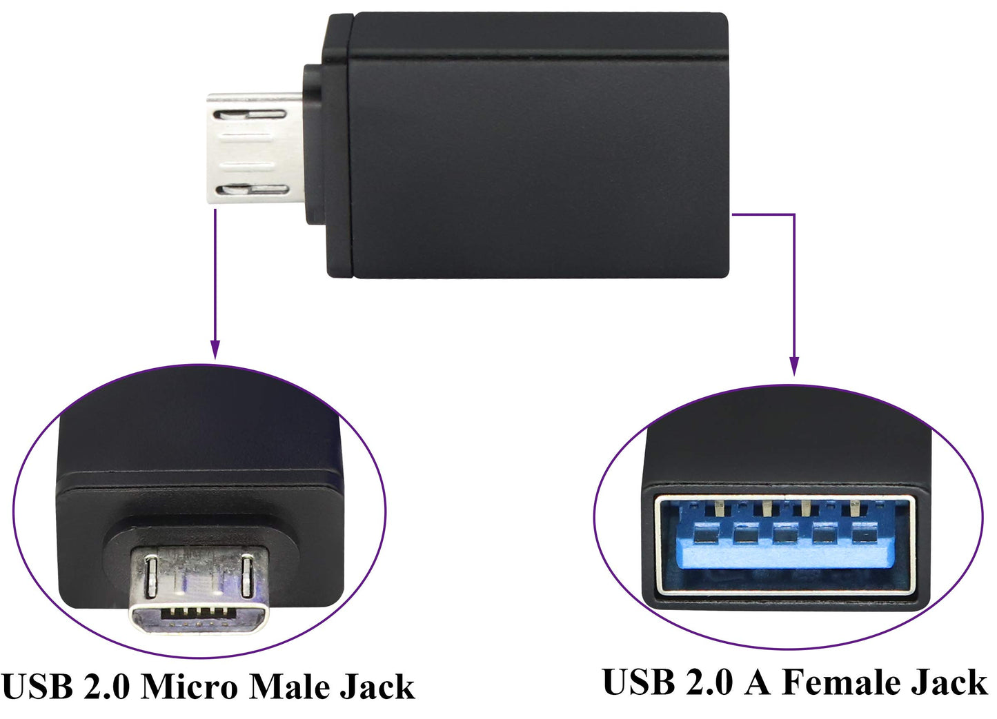 AAOTOKK OTG Micro USB Adapter, Aluminum Alloy Male to USB 2.0 A Female OTG (On The Go) Adapter for Android Smartphone Tablets and More USB Devices (2…