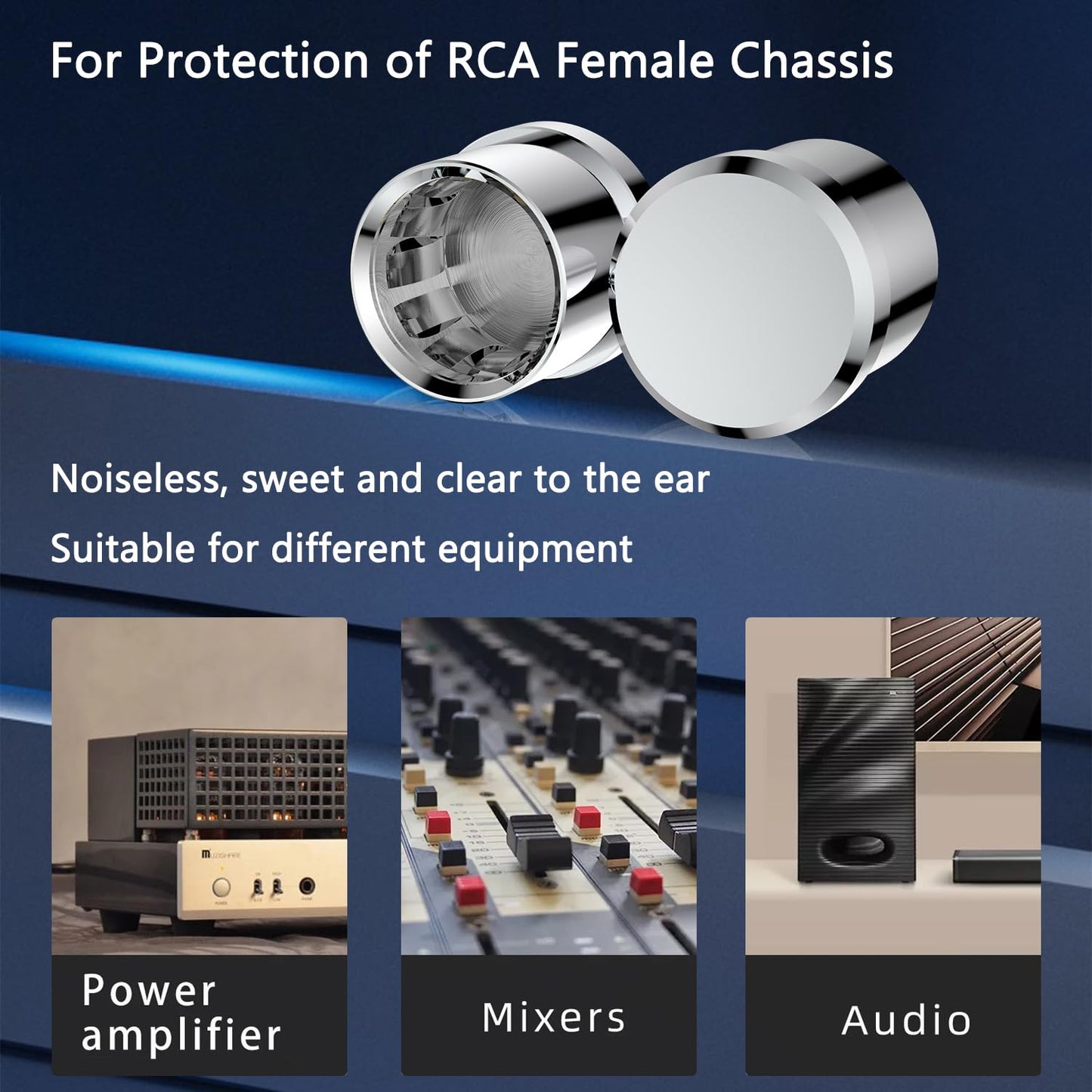 4X RCA Caps Rhodium-Plated RCA Female Protective Caps Noise Stopper HiFi Dust Caps Covers for Chassis Sockets Plug Jacks to Prevent Dirt