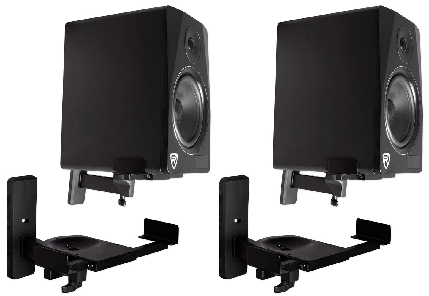 Rockville RHSB8 Adjustable Wall Mount Speaker Brackets (Pair), 180-Degree Swivel, 10-Degree Tilt, 40lb Capacity, Perfect for Home Theater and Studio