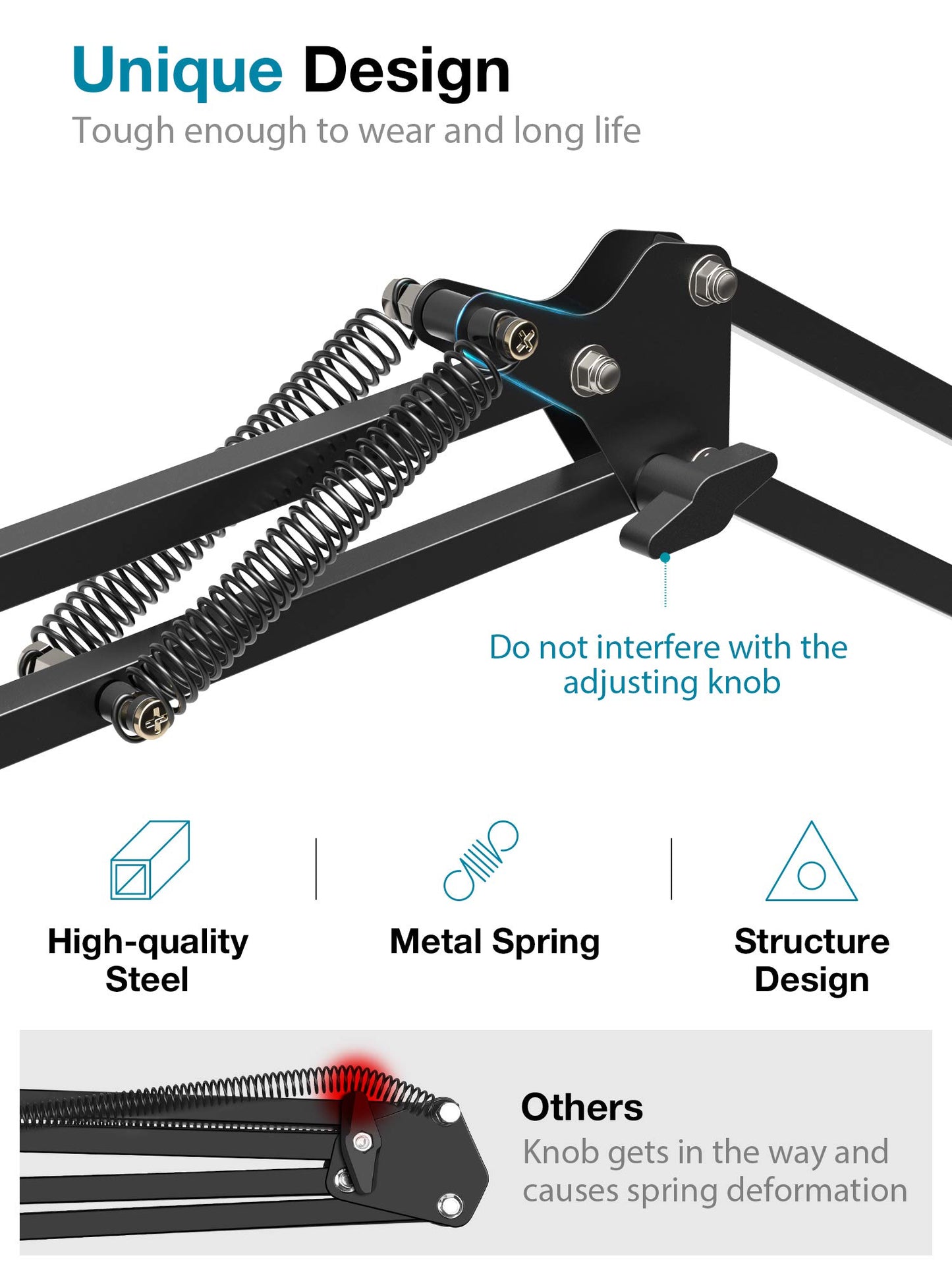 InnoGear Microphone Stand, Adjustable Mic Stand Set for Blue Yeti Nano Suspension Boom Scissor Arm Stand with 5/8" to 3/8" Screw, 5/8" to 1/4 Screw