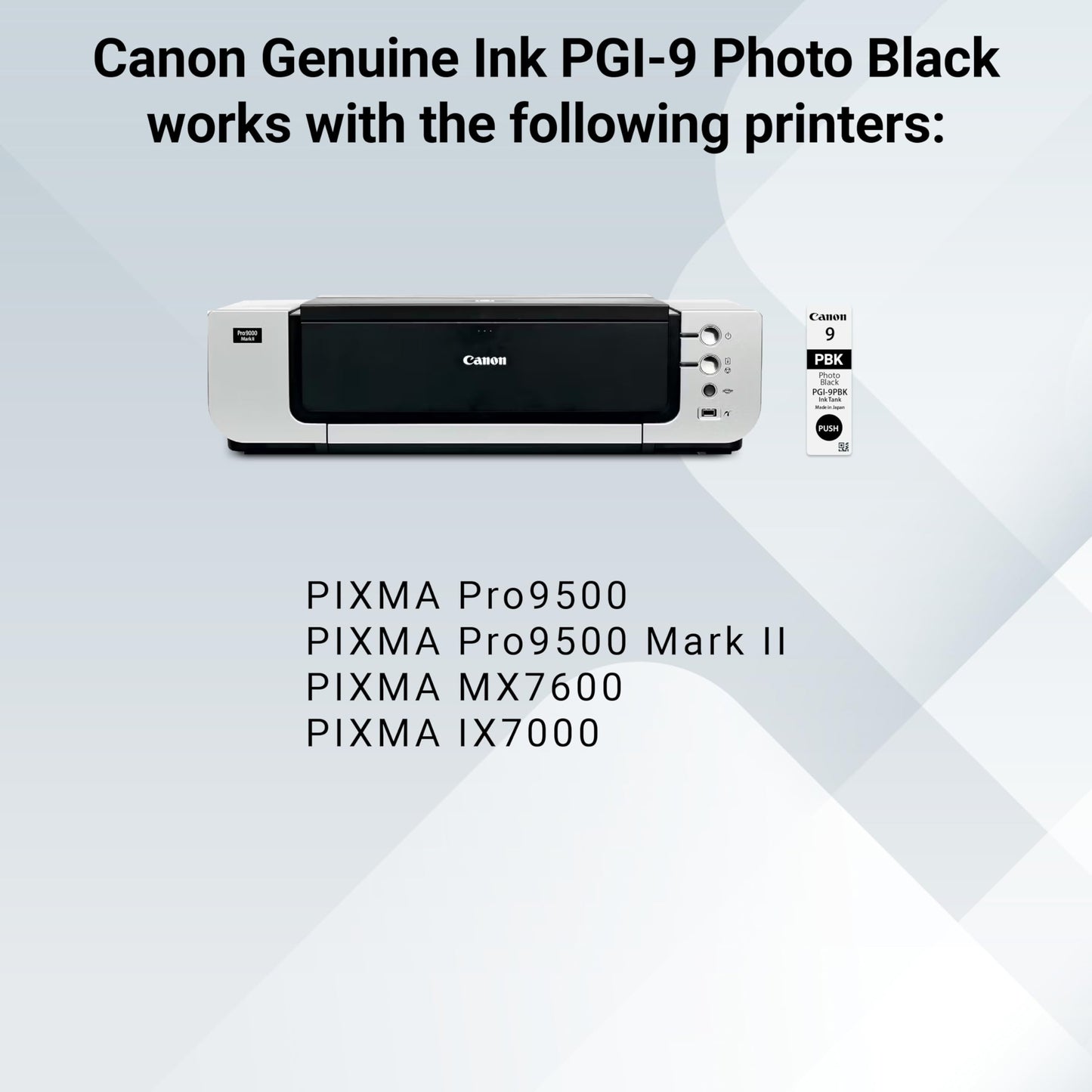 Canon PGI-9 Genuine Photo Black Ink Tank, Compatible with Pro9500, Pro9500 Mark II, MX7600, and IX7000 Printers