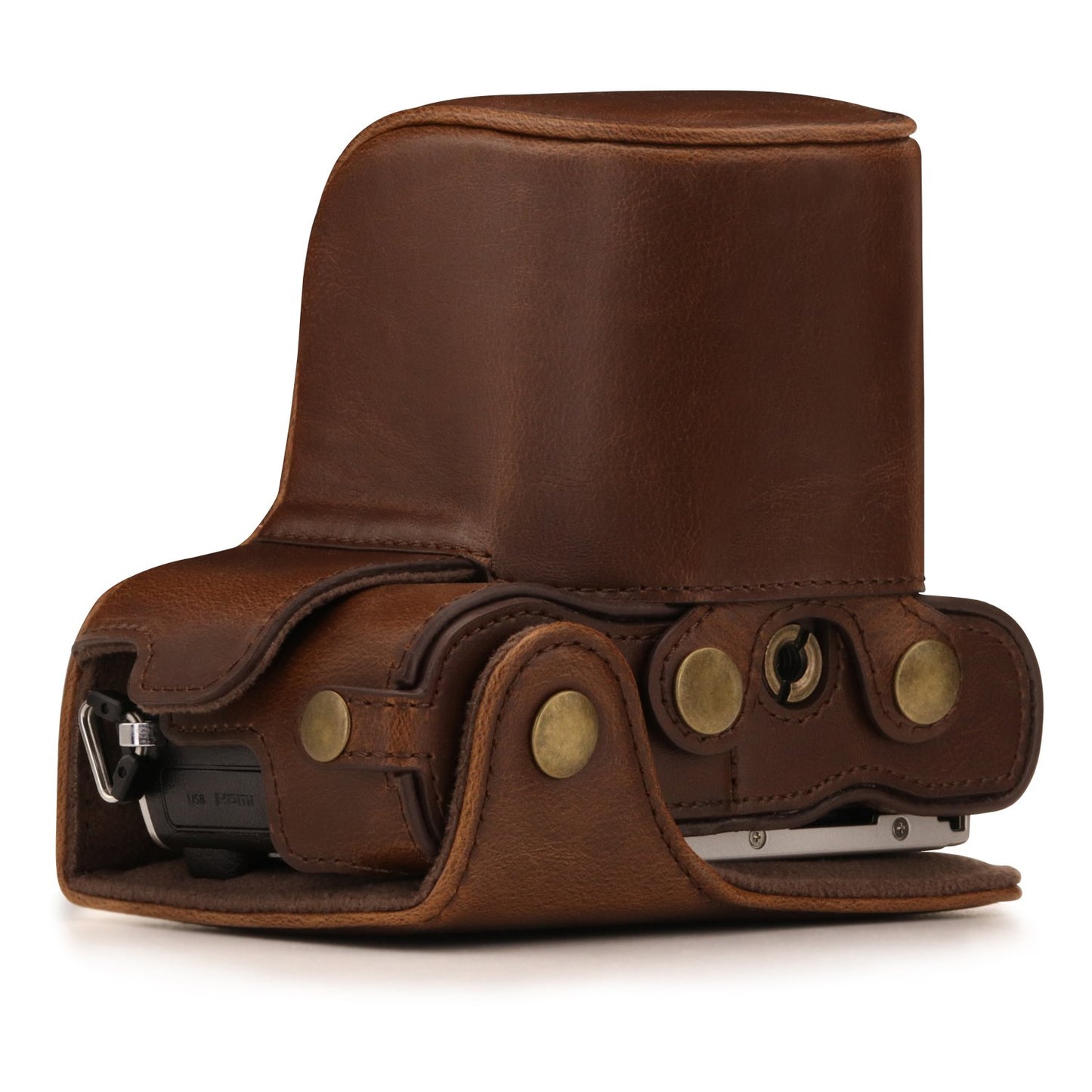 MegaGear Ever Ready Leather Camera Case Compatible with Olympus Pen E-PL10, E-PL9 (14-42mm)