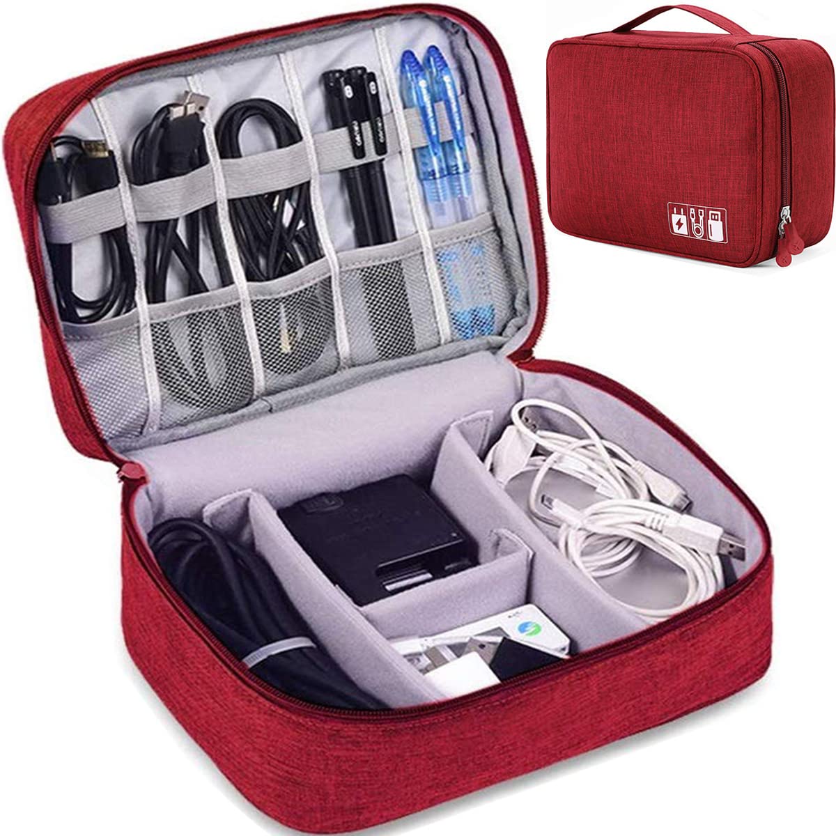 dealcase Electronics Organizer Waterproof Carrying Case - Durable Small Electronics Accessories Storage Bag Compatible Laptop Charger Various USB