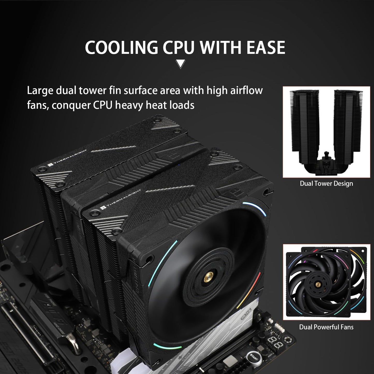 Thermalright Phantom Spirit 120 EVO CPU Cooler,7×6mm Heat Pipes CPU Air Cooler,Dual PWM Fan Computer Cooling,2150RPM Speed,for AMD AM4 AM5/Intel
