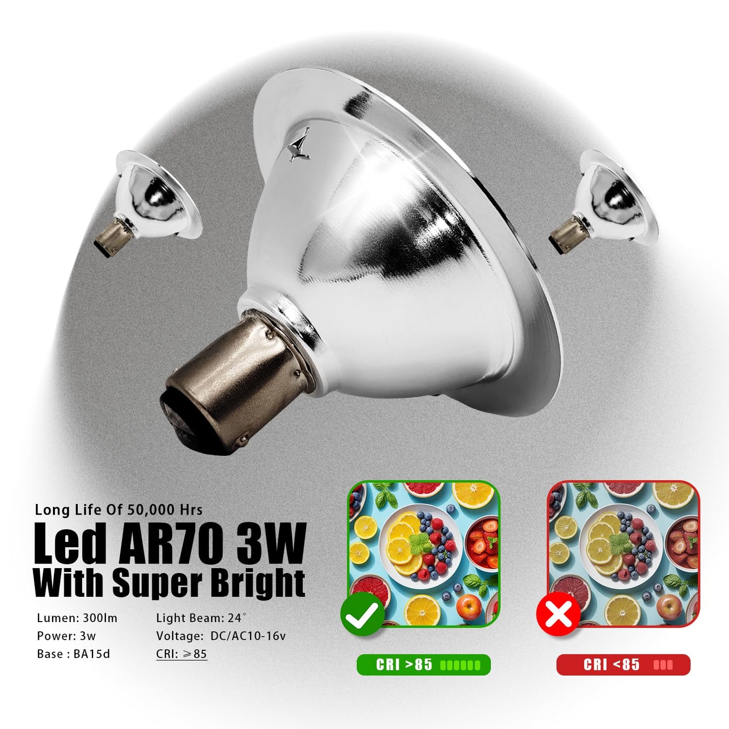 QLEE 3w Ac/dc 12v Ba15d Double Contact Bayonet Base Reflector Led Bulb 4000k Neutral White Tracking Light Floodlight for Home Household Commercial
