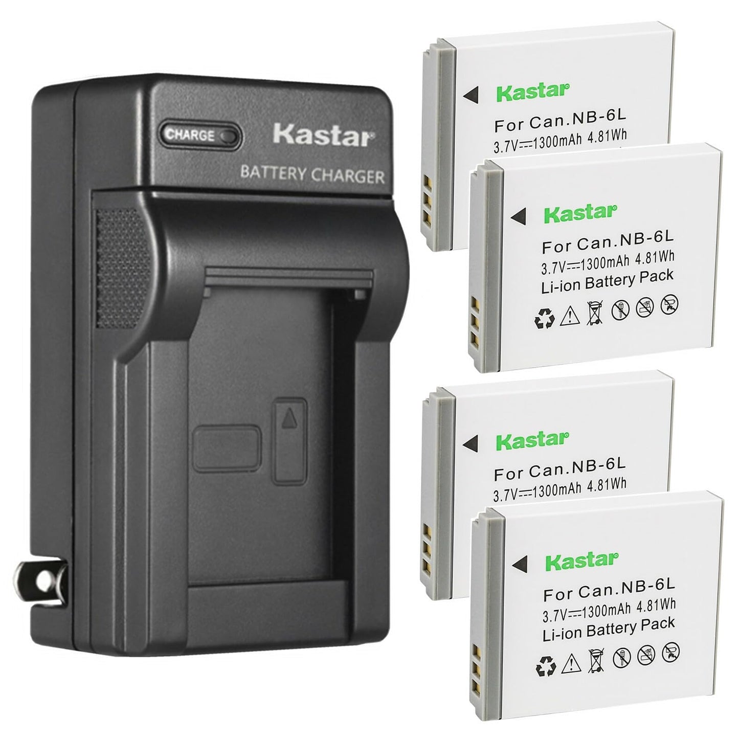 Kastar 4-Pack NP-6L Battery and AC Wall Charger Replacement for Minolta MND20 44 MP / 2.7K, Minolta MND23 48MP Auto Focus 4K Ultra HD Selfie, Minolta