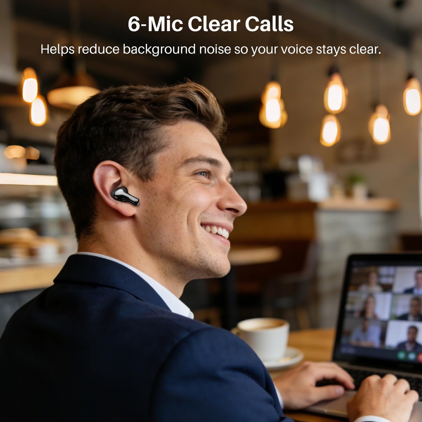 TOZO Hybrid Active Noise Cancelling Wireless Earbuds with 6 Mics AI Clear Call Ear Buds 68H Playtime with LED Display 32 Preset EQs via APP Bluetooth