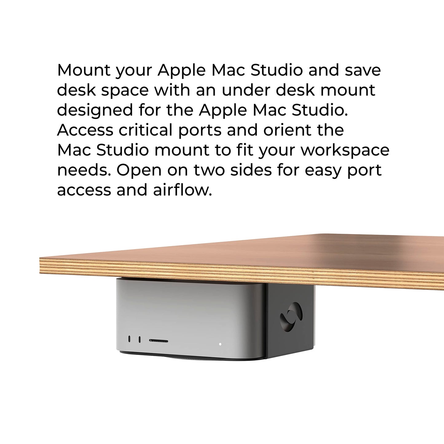 HumanCentric Under Desk Mount Compatible with Mac Studio, Mounting Stand Bracket for M4 M3 M2 M1, Heat Dissipation, Anti-Scratch, Secure or Hide
