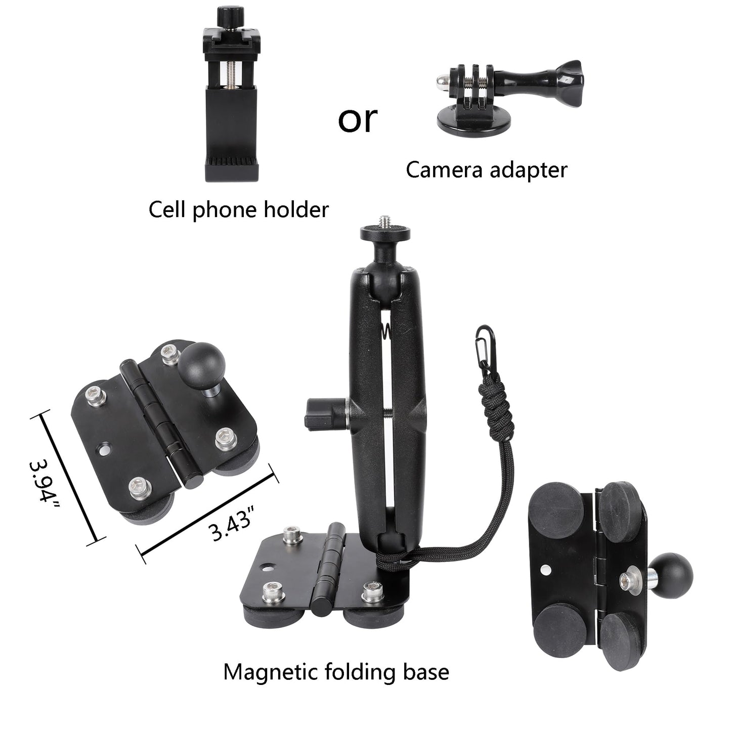 Magnetic Fence Mount - Post Mount+Fence Clip Kit for Mevo Start, GoPro, iPhone,Camera/Phone Stands Suitable for Metal cylinders and Fences,for