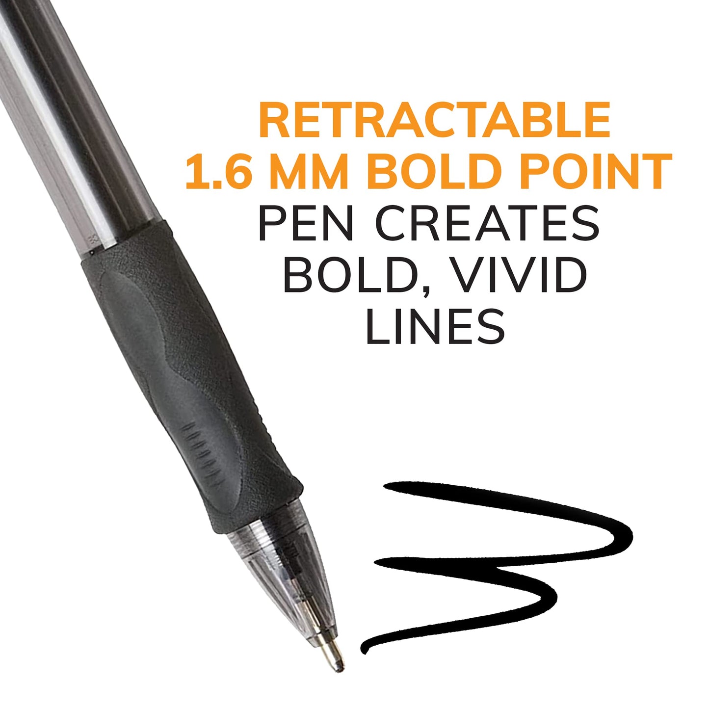 BIC Glide Bold Blue Ballpoint Pens, Bold Point (1.6mm), 4-Count Pack, Retractable Ballpoint Pens With Comfortable Full Grip