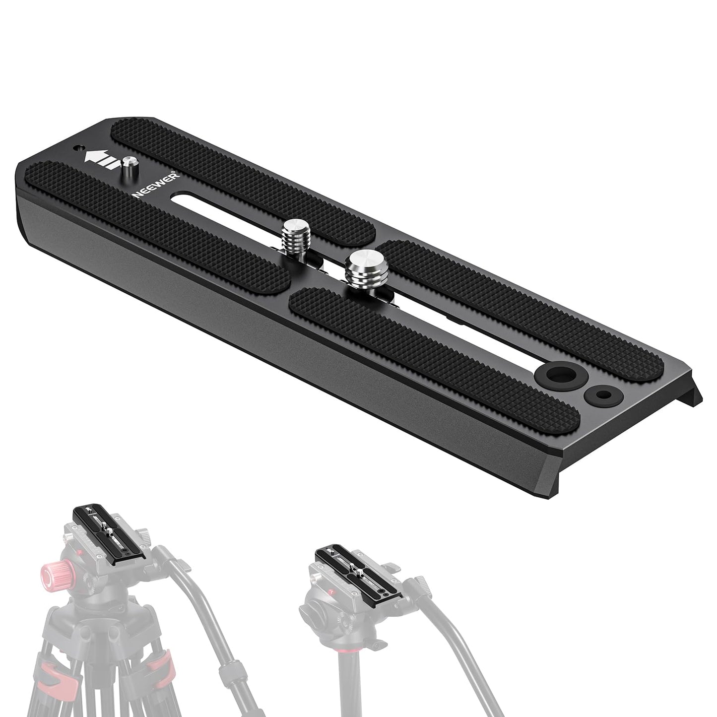 NEEWER 501PL Tripod Quick Release Plate Compatible with MVH500AH MVH502AH, 6.3"/16cm Extended Camera Mounting Plate with 1/4" 3/8" Screws, Anti Off