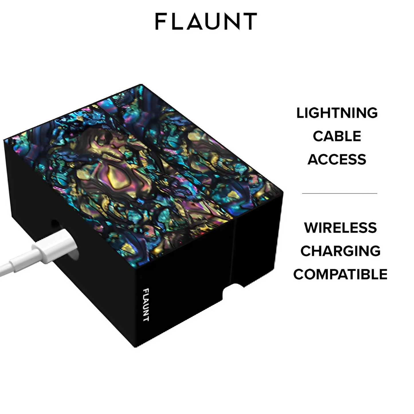Flaunt Official Square AirPods Pro Case with Silver Ring - Compatible with AirPods Pro 2nd / 1st Generation - Wireless Charging - Lightweight