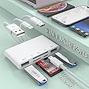Multi 5-in-1 Lightning+Type C+USB A Card Reader for iPhone/iPad/Android/Mac Book/Computer/Tablet/Camera/Hard Disk/Flash Drive,OTG Memory Adapter