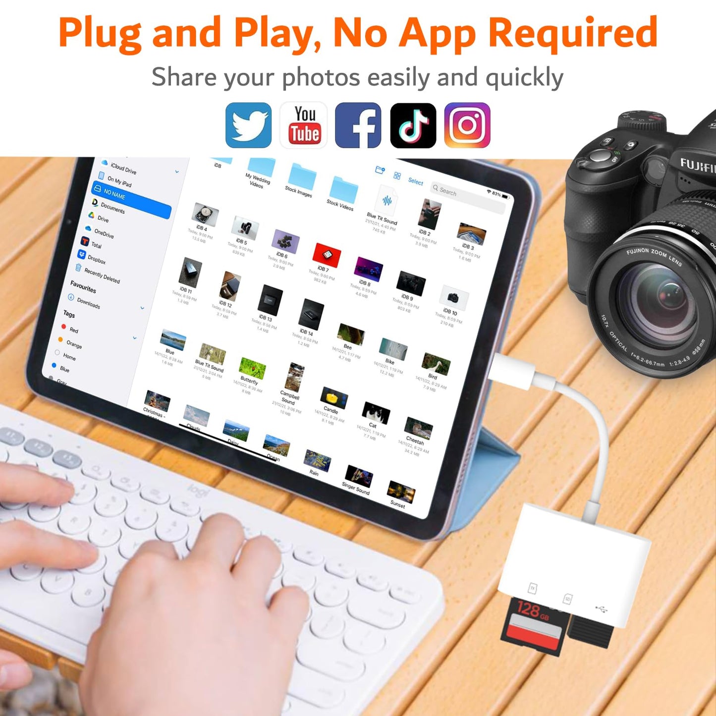 USB C SD Card Reader for iPhone 17/16/15, AIDOUBARA Memory Card Reader with SD Micro SD and USB Port, Digital Camera Adapter Compatible with iPad