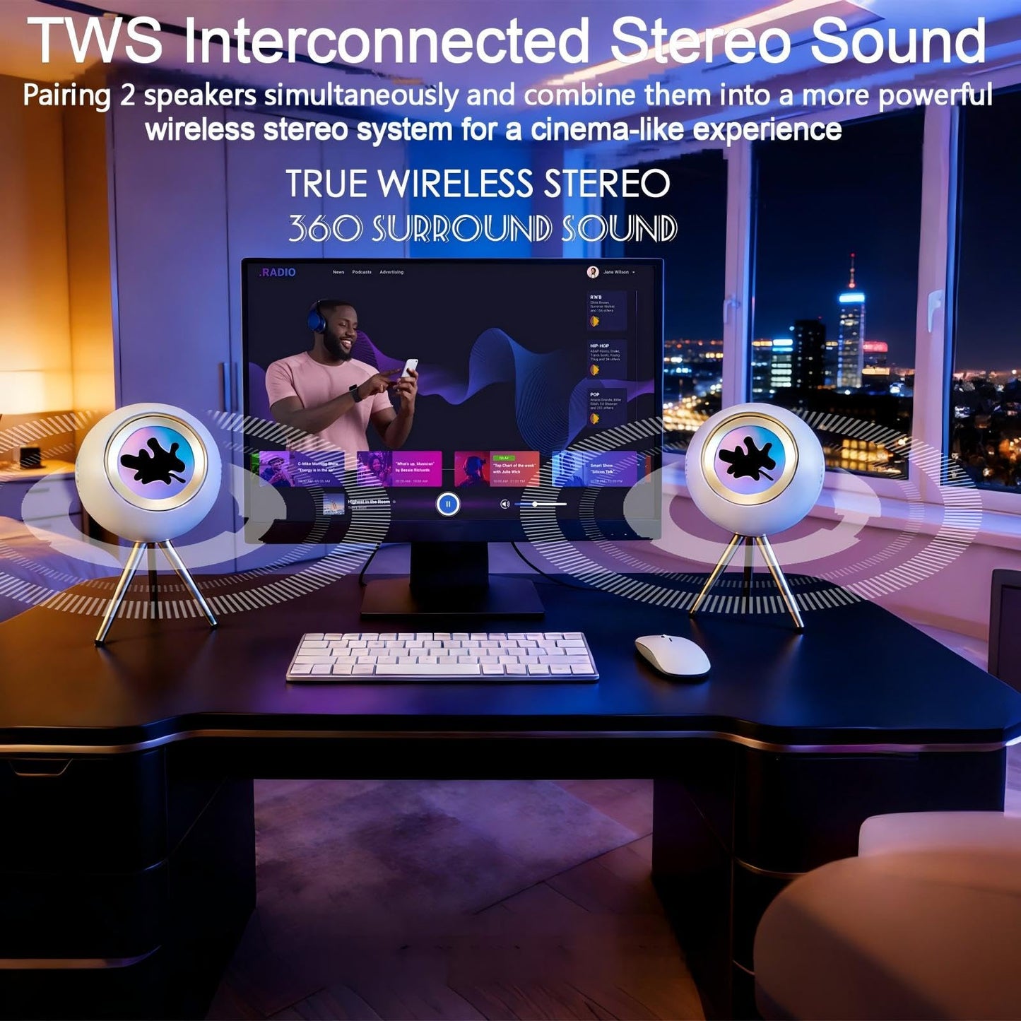 Zhmmmlgj Ferrofluid Speaker,Ferrofluid Audio Visualizer Bluetooth Speaker Enhanced Bass&Crisp Highs,Dual Stereo Channel, TWS paired,Vibrant Ambient