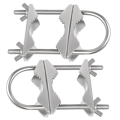Dual Antenna Mast Clamp, Galvanized Iron U-Bolt Mounting Bracket for Antennas, Surveillance Poles, Outdoor Equipment, and Flagpoles 2PCS