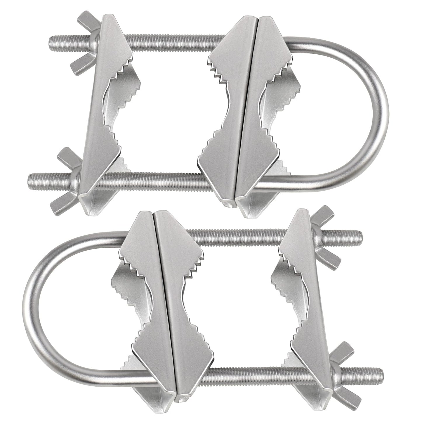 Dual Antenna Mast Clamp, Galvanized Iron U-Bolt Mounting Bracket for Antennas, Surveillance Poles, Outdoor Equipment, and Flagpoles 2PCS