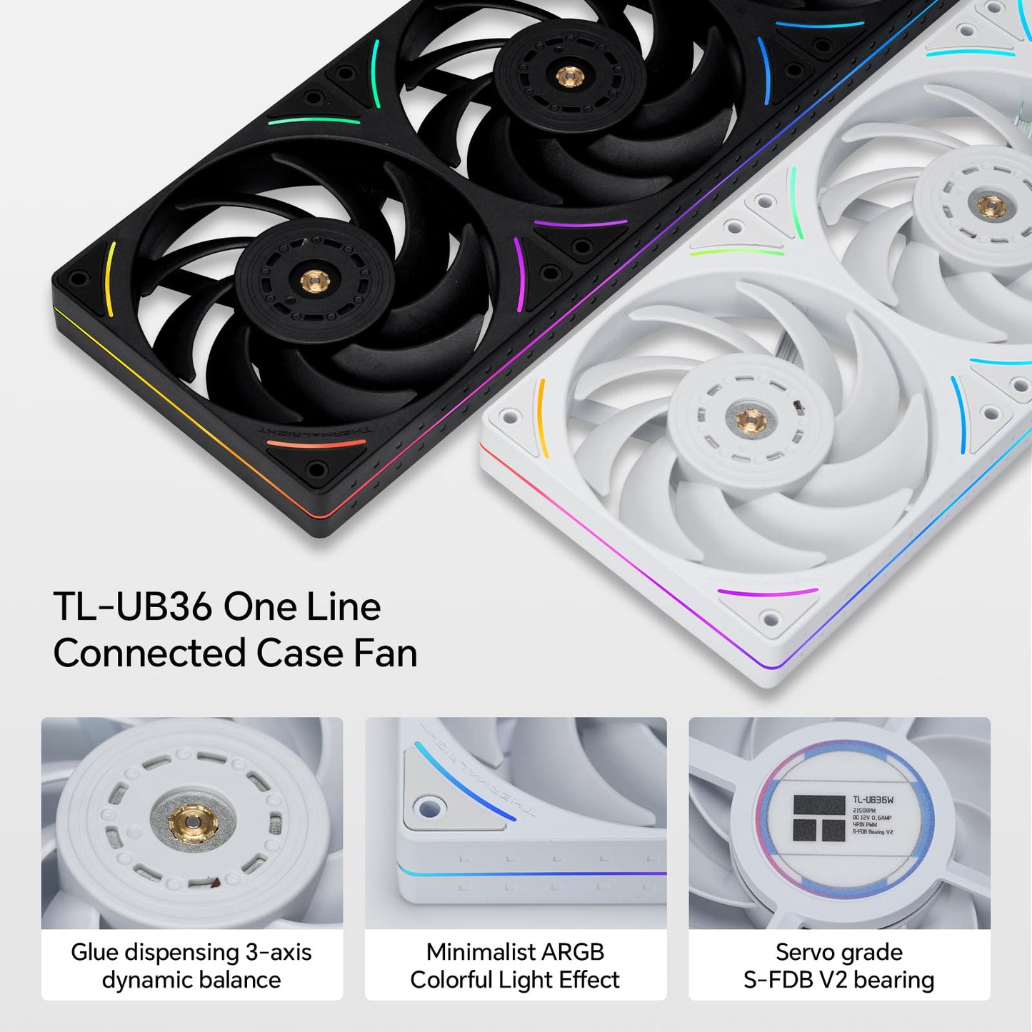 Thermalright TL-UB36W 360mm Single-Frame PC Cooling Case Fans - PWM 2150 RPM Speed | ARGB Lighting | High Airflow | Single Modular Cable, for Chassis