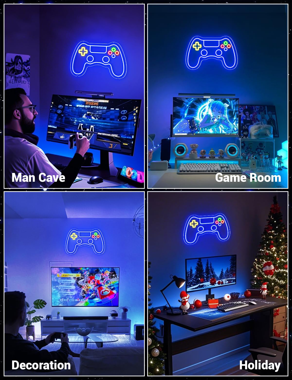 ADKALIV Gamer Neon Sign Game-pad Shaped LED Neon Light for Wall and Room Decor, USB Dimmable Powered LED Signs for Gamer Bedroom, Man Cave,Birthday