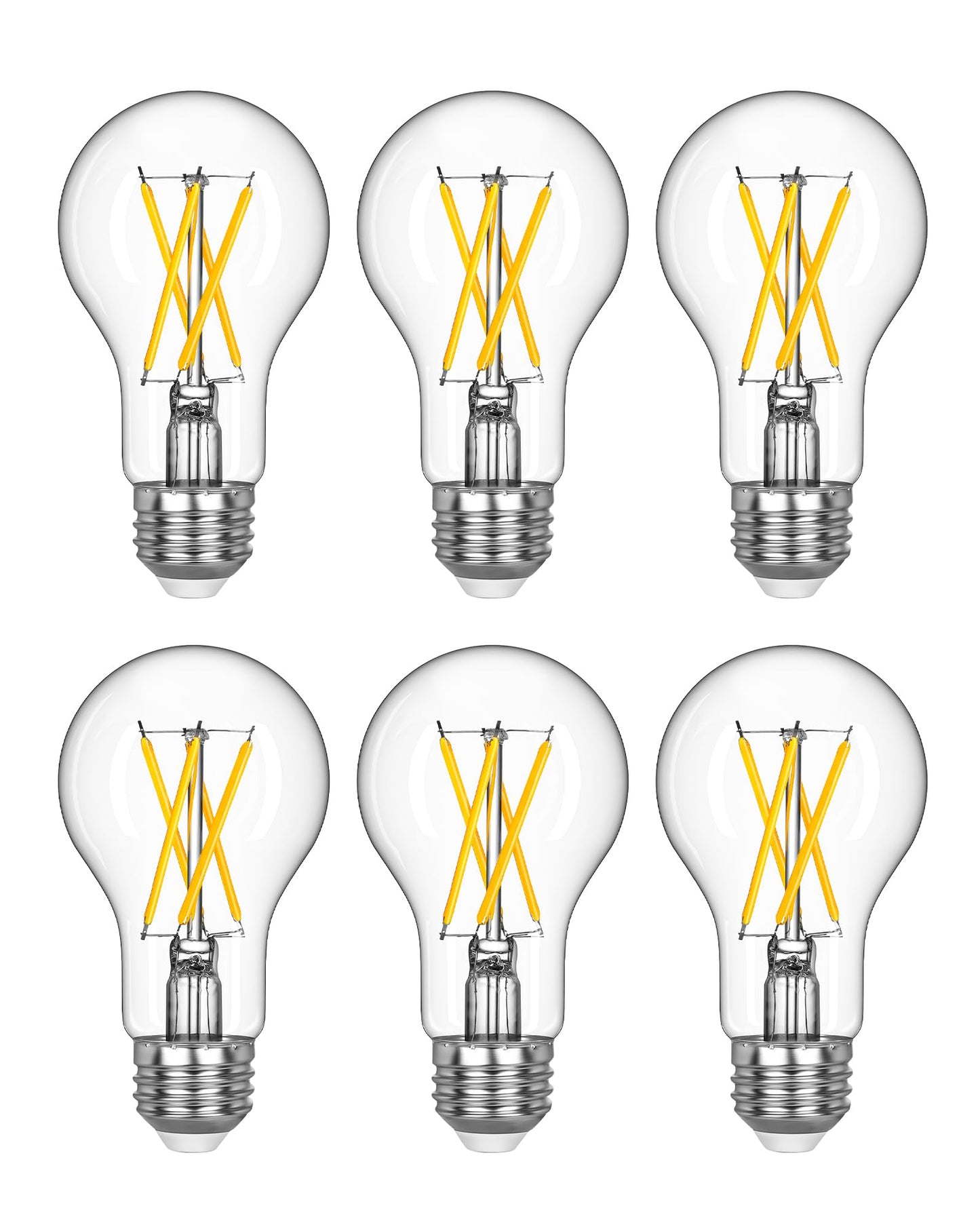 EDISHINE Dimmable A19 Edison Filament LED Bulbs, 4000K Cool E26 6-Pack