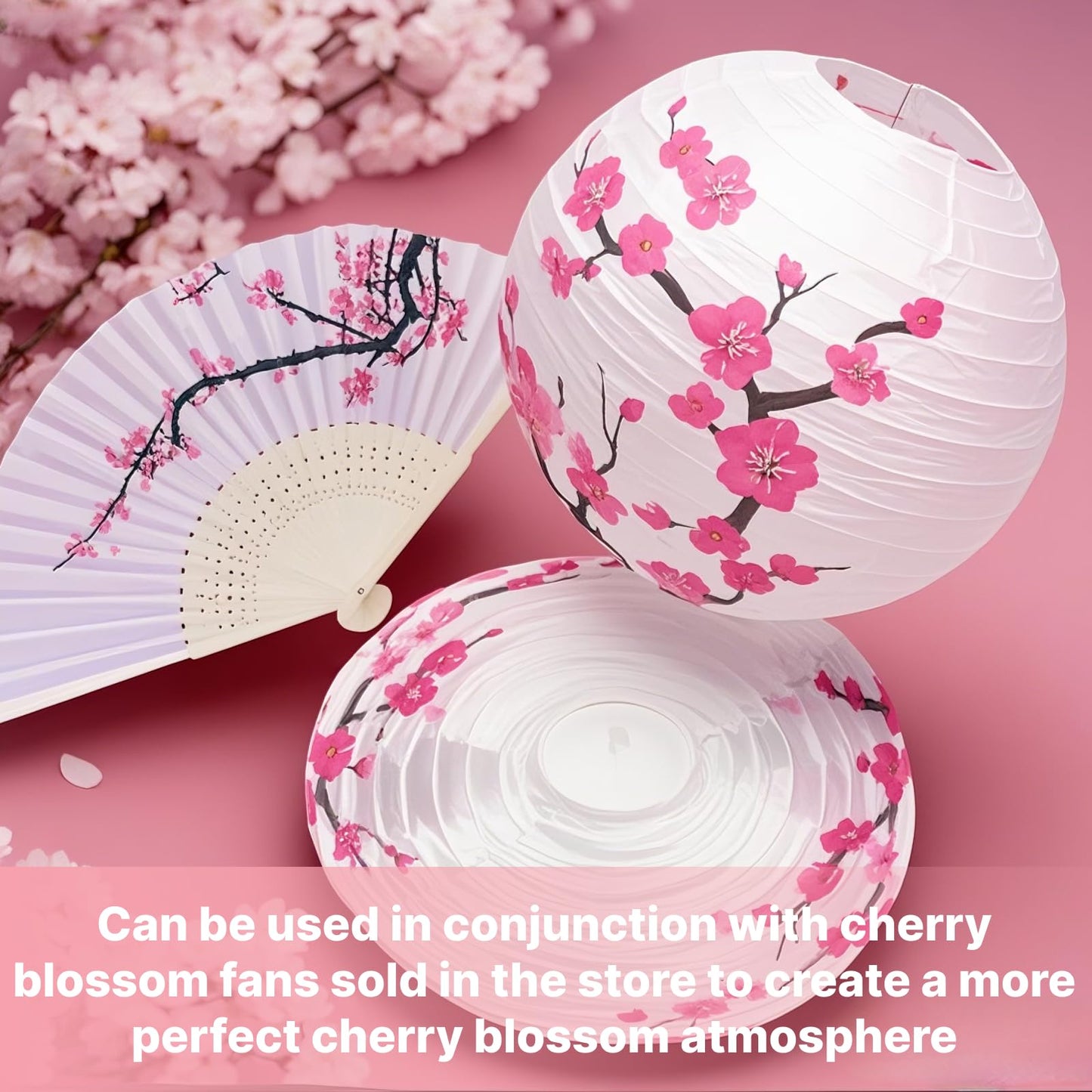 LEFTSTARER 6Pcs Cherry Blossom Lantern Decor for Cherry Blossom Party Decorations, Japanese Paper Lantern Lamp for Japanese Party Decorations, Mulan
