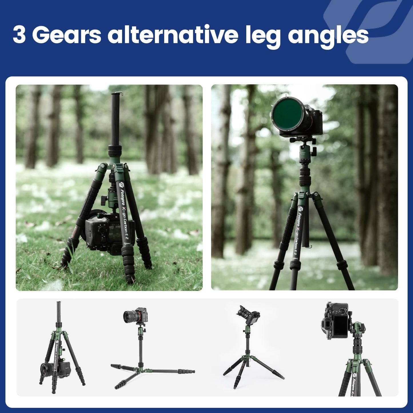 Fotopro 60inch Carbon Fiber Tripod Compact Camera Tripod with Ball Head Quick Release Plate Detachable Monopod Load up to 17.63lbs X-go E 2 Carbon