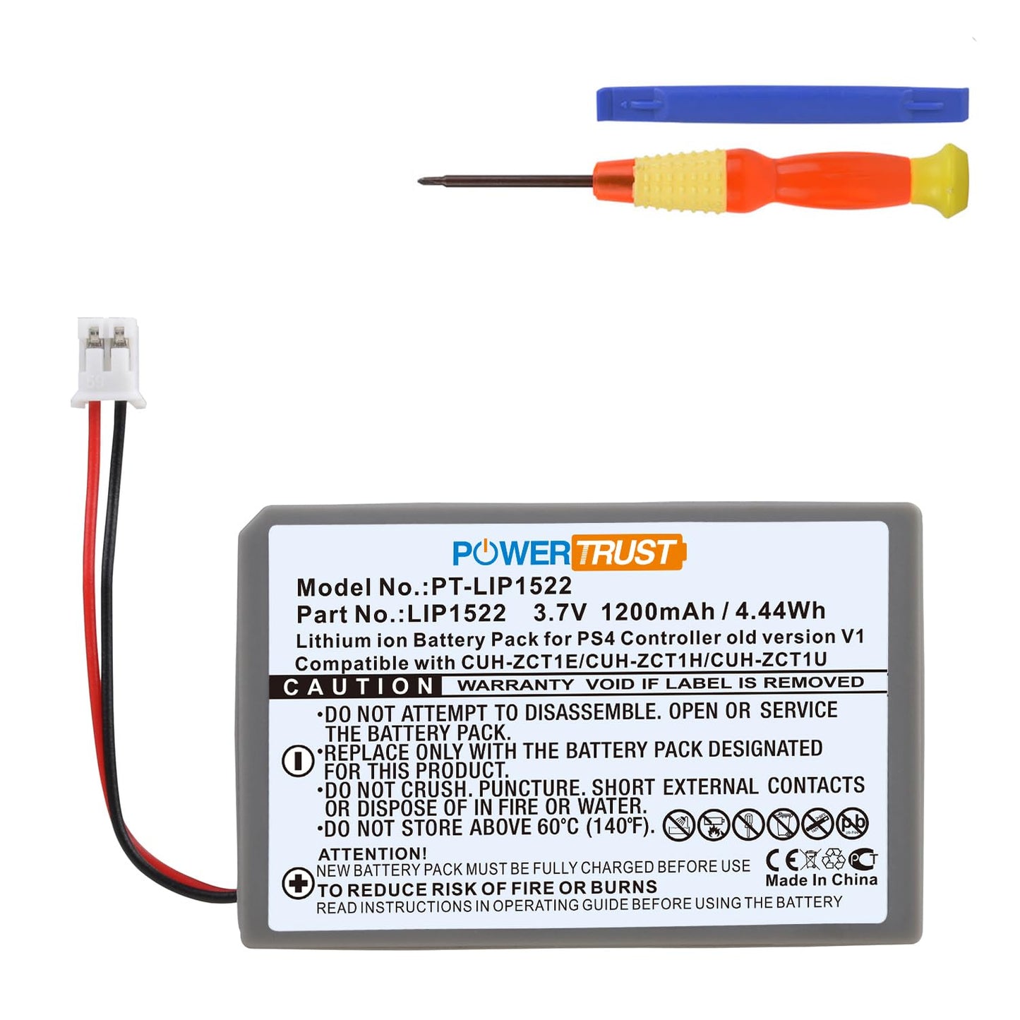 PowerTrust 1200mAh LIP1522 Replacement Battery for Sony PlayStation 4 PS4 Dualshock 4 Wireless Controller CUH-ZCT1E CUH-ZCT1U-2015 Older Version