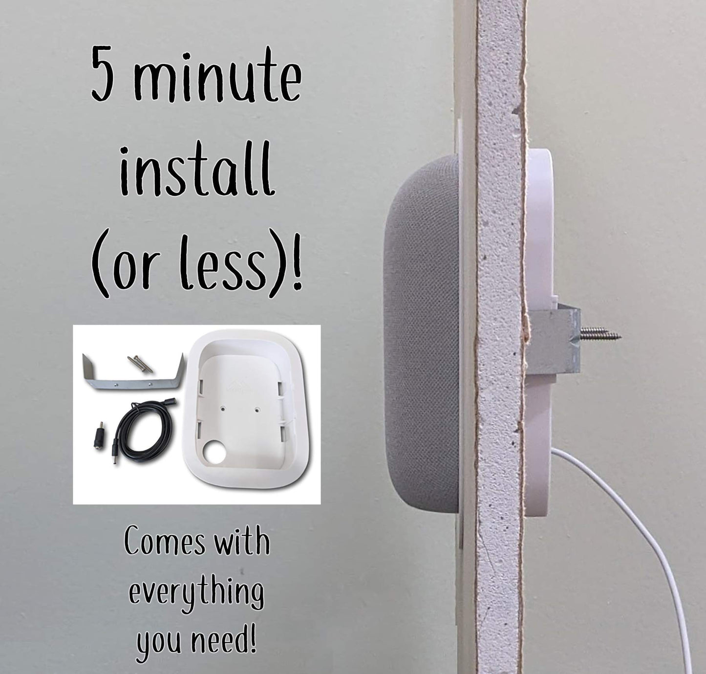 Mount Genie Simple Built-in Wall Mount for Nest Audio (1-Pack): Award Winning Design | Improves Sound and Appearance | Designed in USA